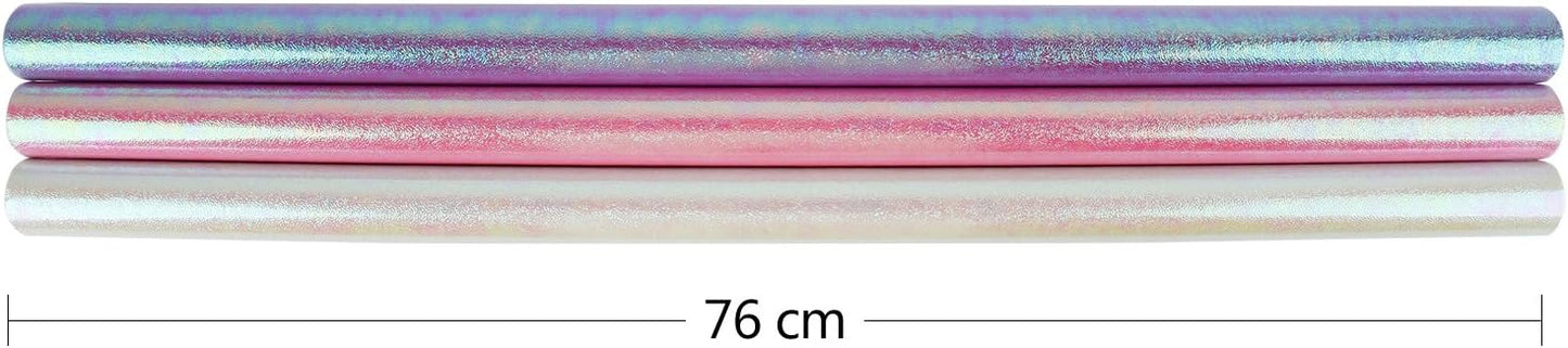 WRAPAHOLIC Wrapping Paper Roll - Pink/White/Purple Rainbow Color for Birthday, Wedding, Mother's Day, Valentine's Day, Holiday, Baby Shower Wrap - 3 Rolls - 30 inch X 120 inch Per Roll