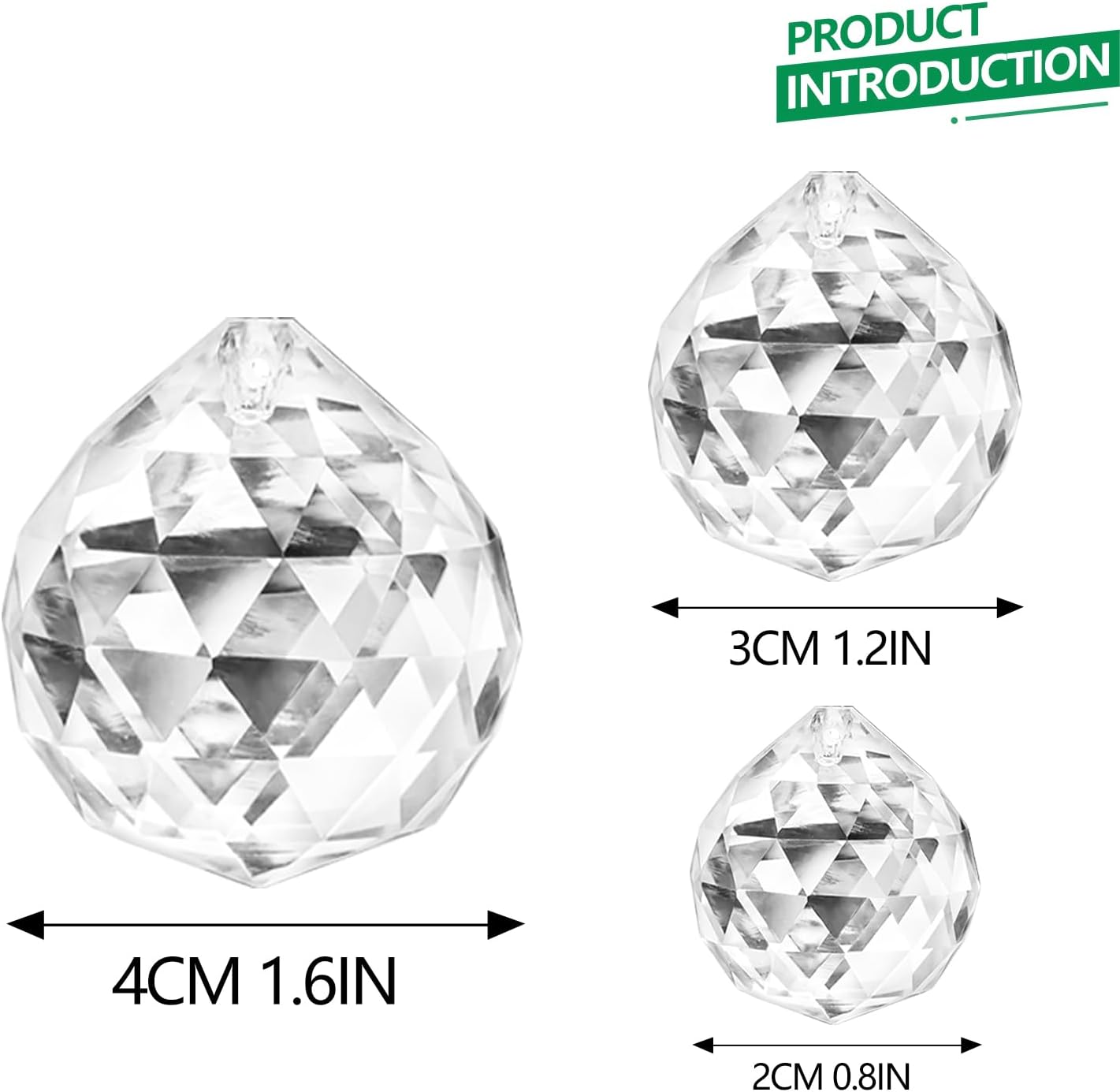 20mm/30mm/40mm Clear Crystal Balls Prism Sun Catcher for DIY Home Garden Wedding Party Decor, Pack of 13