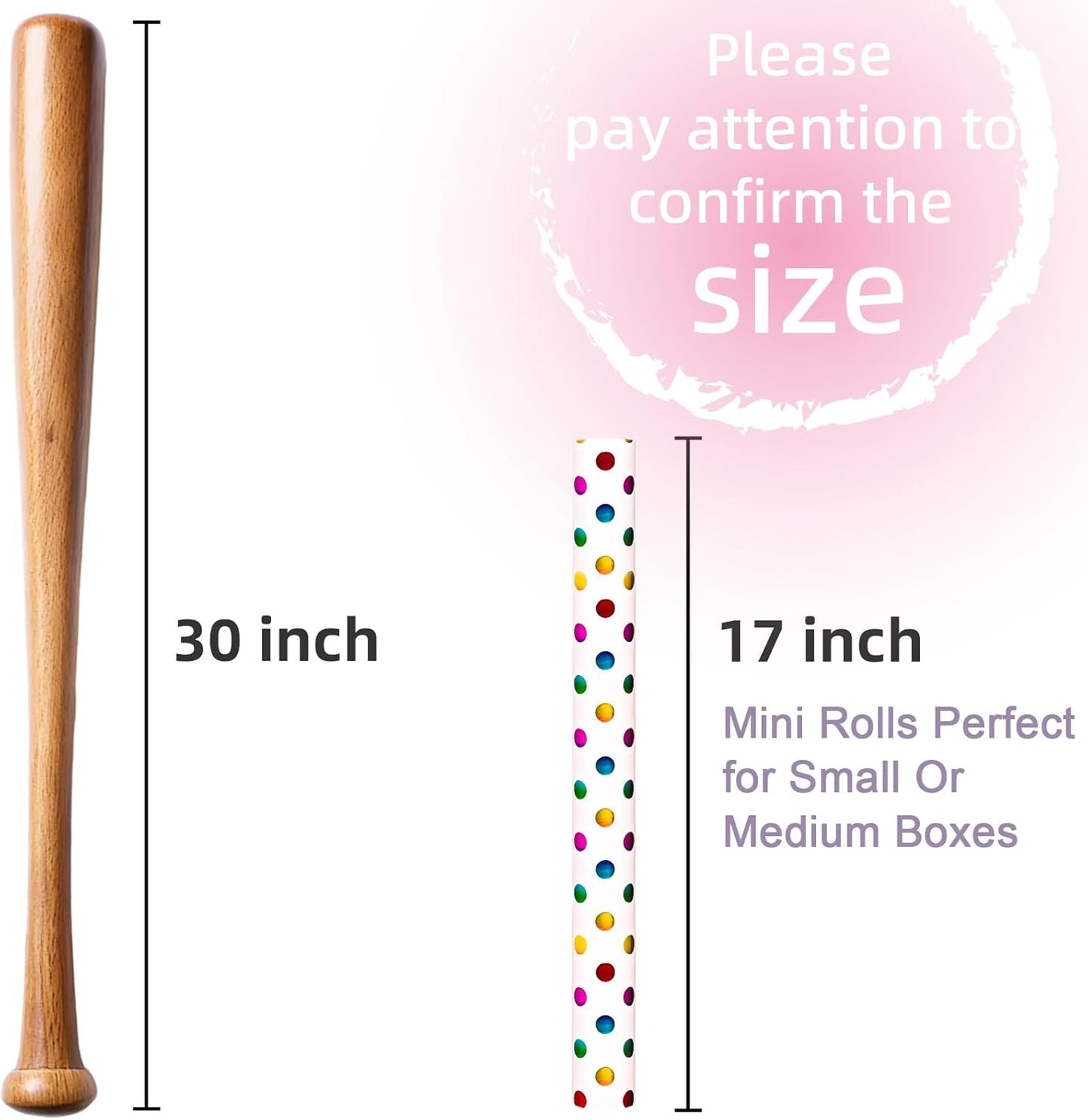 Yarcony Colorful Polka Dot Wrapping Paper Mini Roll, Gift Wrapping Paper, Rainbow Polka-Dot Gift Wrap for Present Packaing, Boys Girls Birthday, Party, Holidays, and Celebrations(17 Inch X 16.5 Feet)