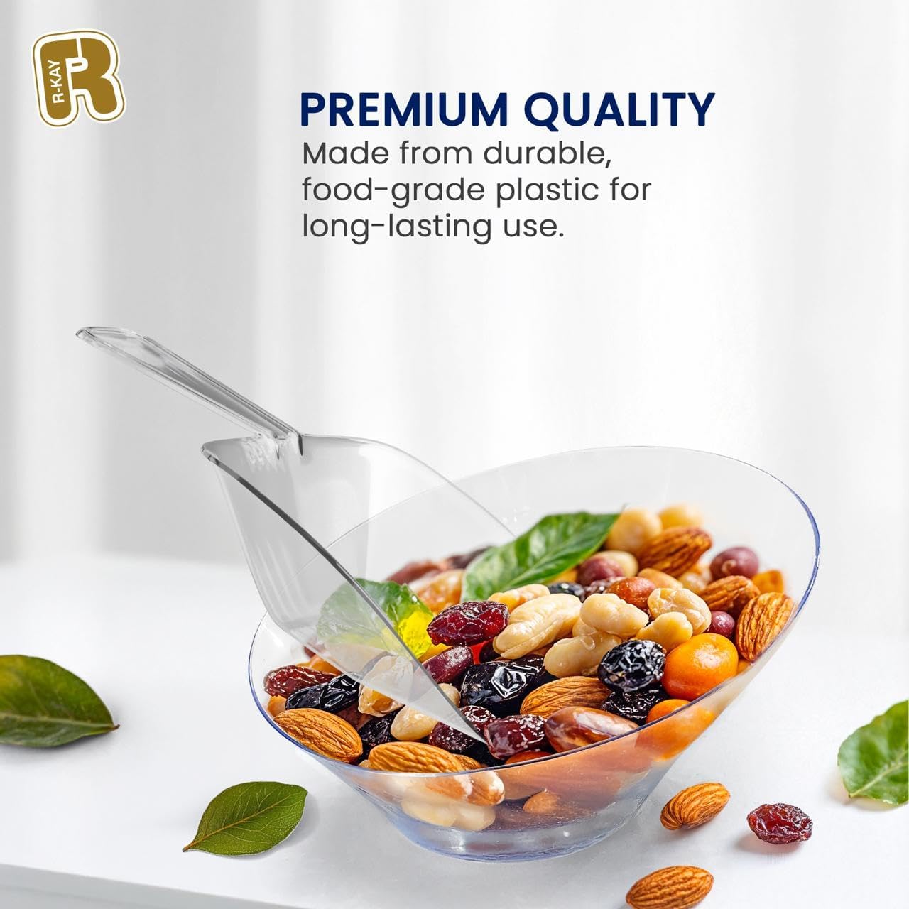 R-kay 16 Pcs Candy Bowls And Plastic Scoops Set - 8 Clear Plastic Candy Bowl 20 Oz And 8 Scoop 6.5 Inch Buffet Containers Set Heavy Duty