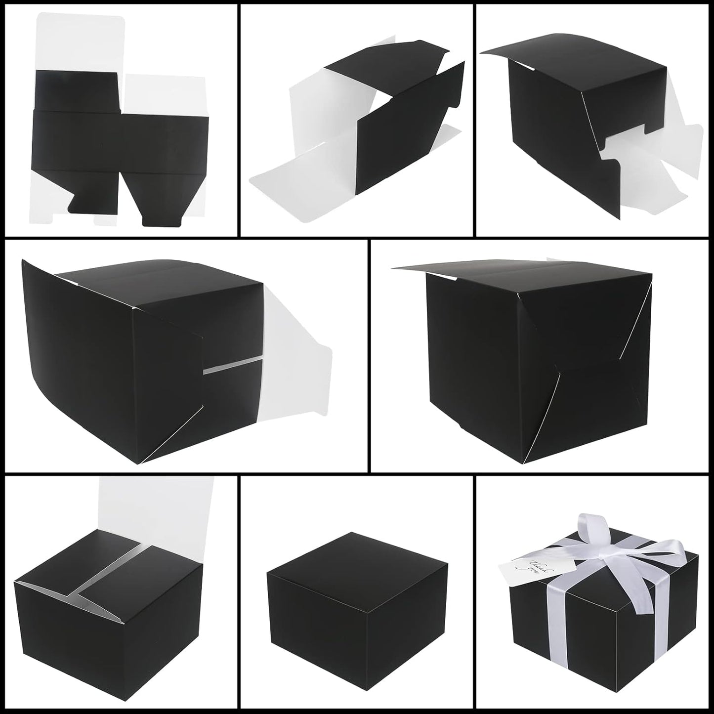 COTOPHER Small Gift Boxes 10 Pack 6x6x4 inches Black Gift Boxes with Lids for Gifts, Crafting, Wedding Party Favor, Cupcake Box, Candy, Bridesmaids Proposal Box