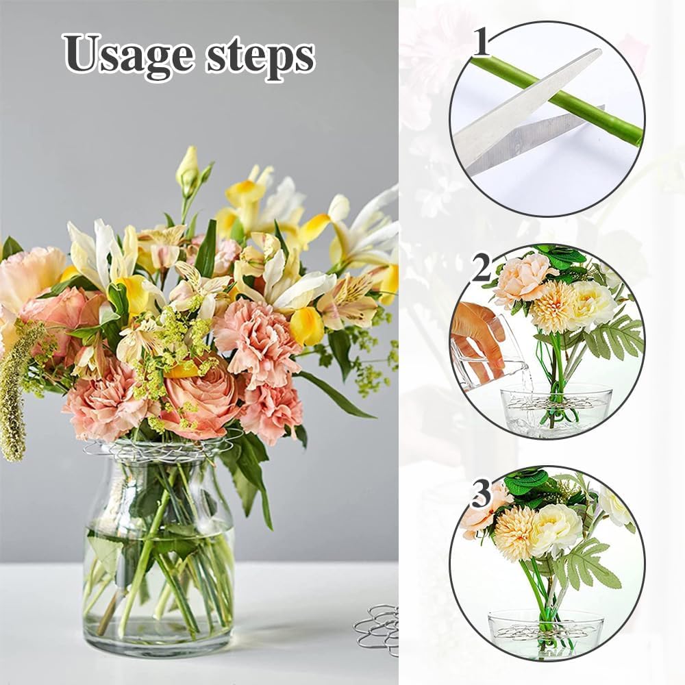 Stainless Steel Floral Grid Flower Arrangement Tool, 3pcs Reusable Floral Grid for Vase Stainless Steel Wire Flower Arranging Tool, Flower Grid Arranger for Arrangement Vase Plant Flower (Gold)