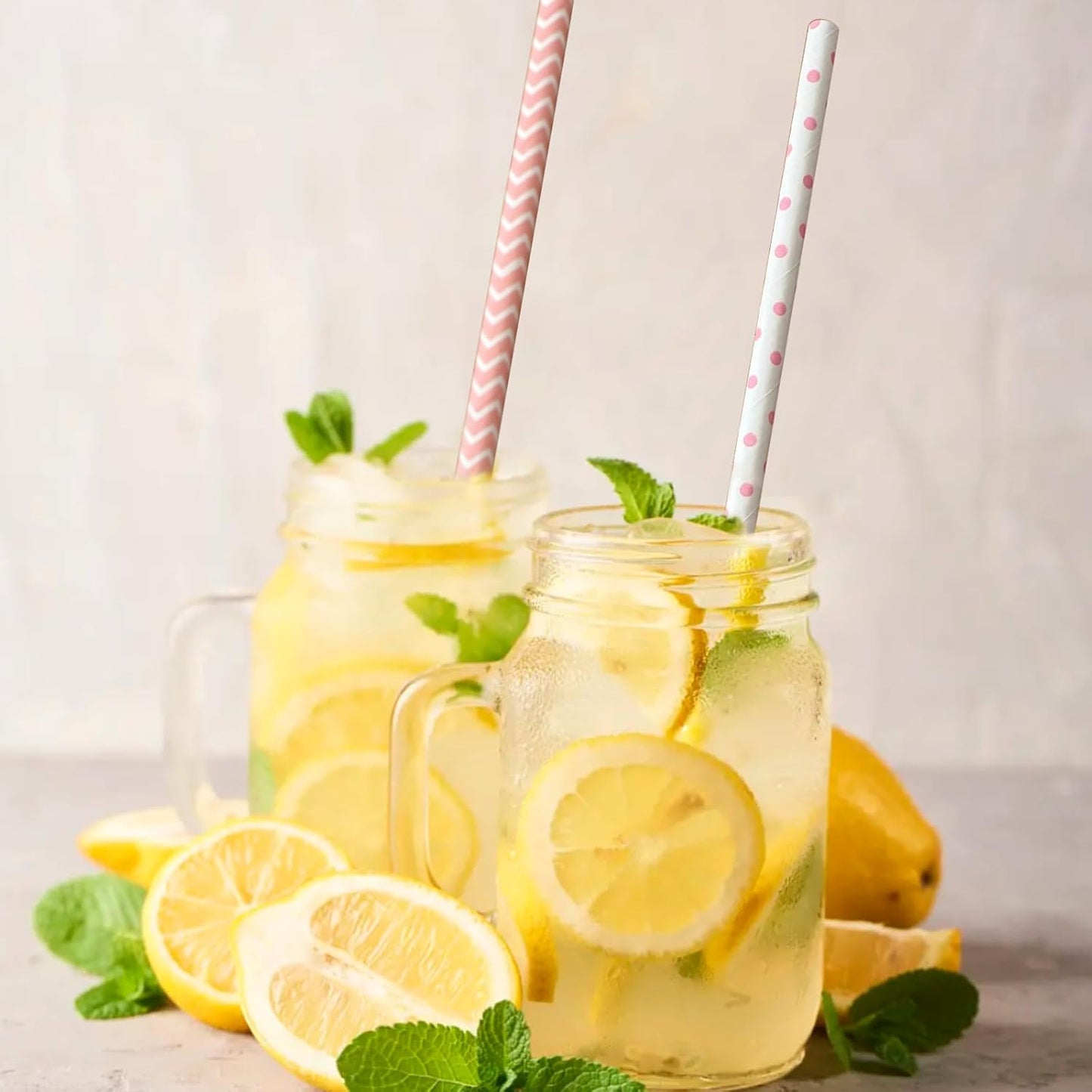 YAOSHENG [100 Pack] Pink & Gold Paper Straws Disposable, 100% Biodegradable Multi-Pattern Party Straws For Birthday, Wedding and Holiday Decoration (Deep Powder Series)