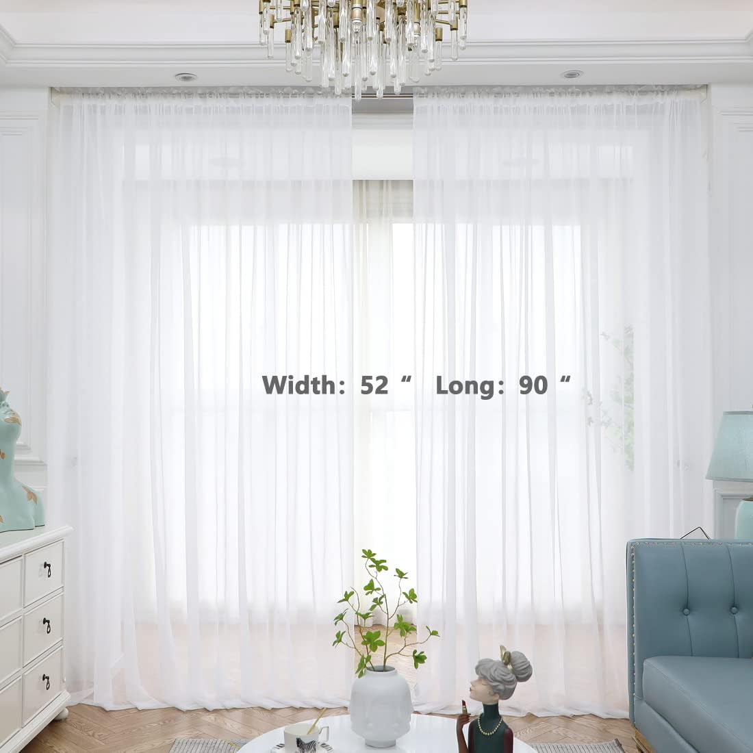 Window Ivory Sheer Curtains 90 Inches Long 2 Panels Sheer Curtain Basic Rod Pocket Panel for Bedroom Children Living Room Yard Kitchen