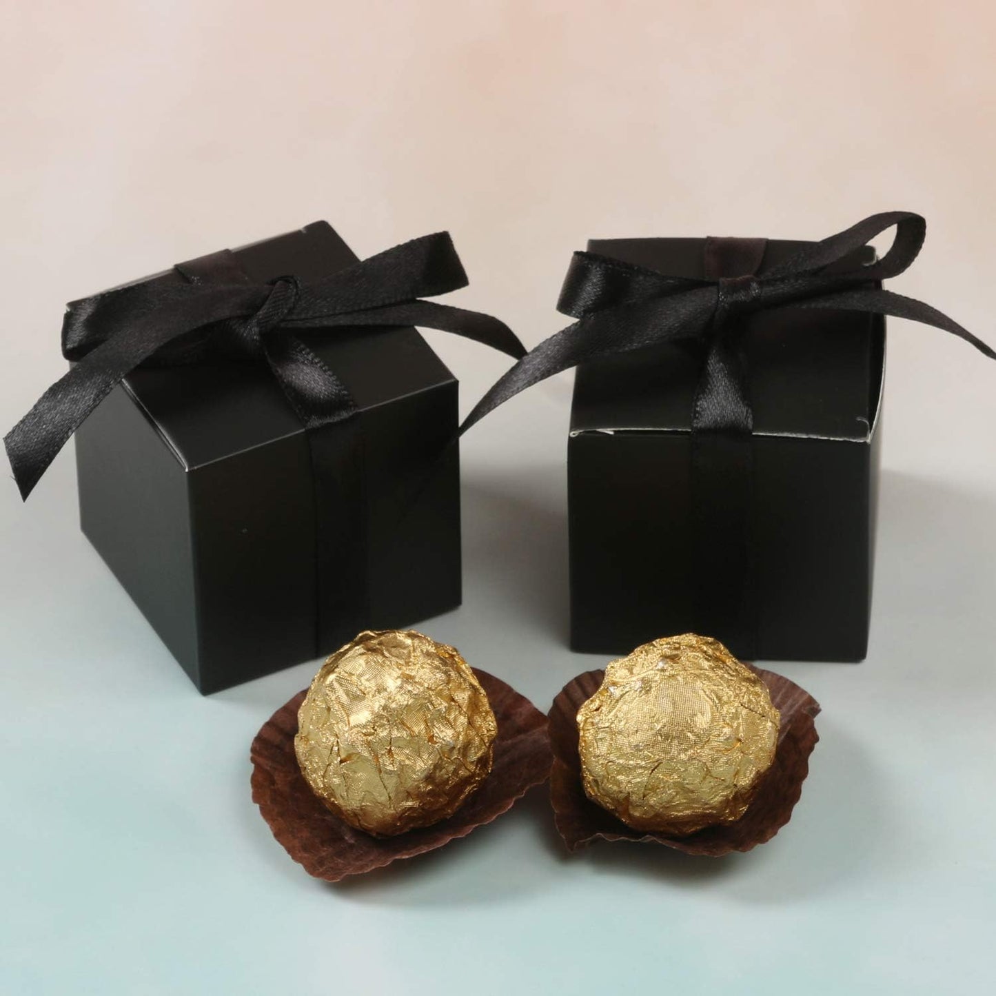 COTOPHER 100pcs Small Gift Boxes, Favor Boxes 2x2x2 inches Paper Gift Boxes with Ribbons Candy Box for Wedding Favors Baby Shower Bridal Shower Birthday Party (Black)