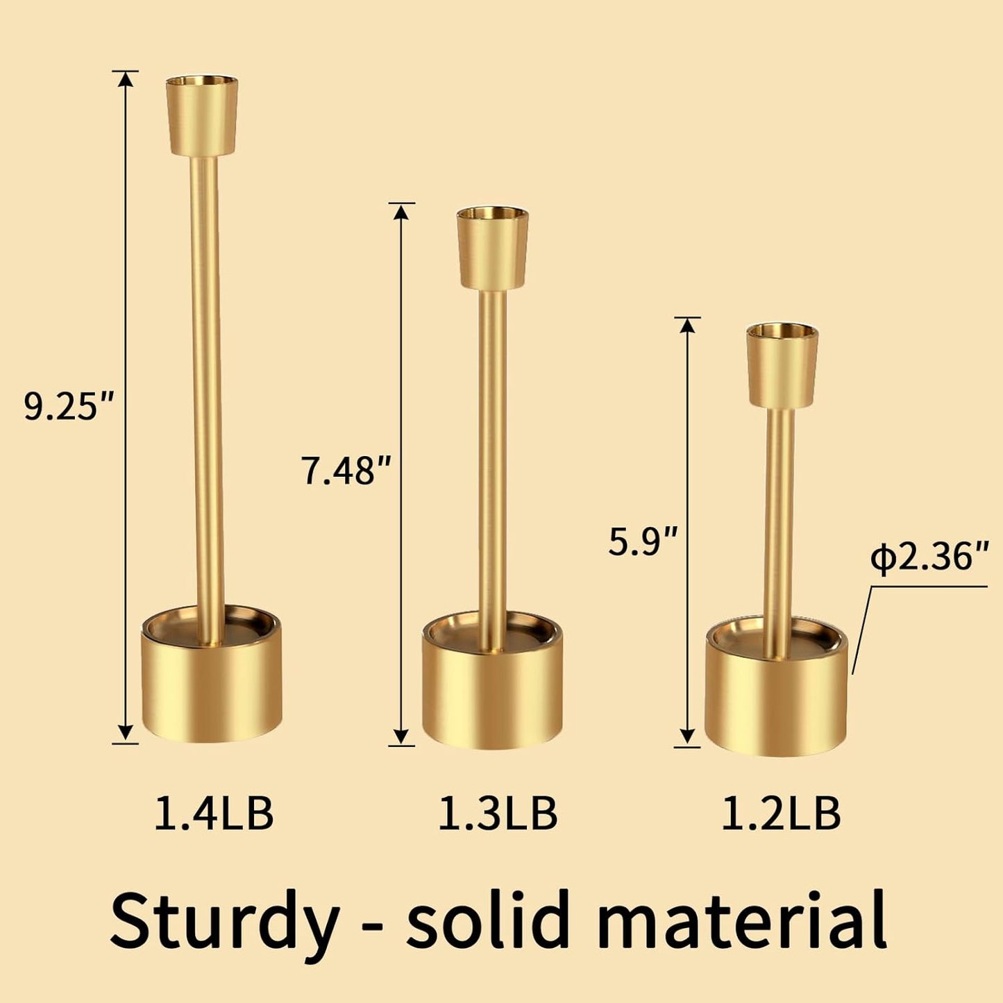 YUMORE 6 Packs Small Taper Candle Holders Candlestick Holder Stable Base Stand Holders for Dining Table Wedding Centerpiece (Gold)