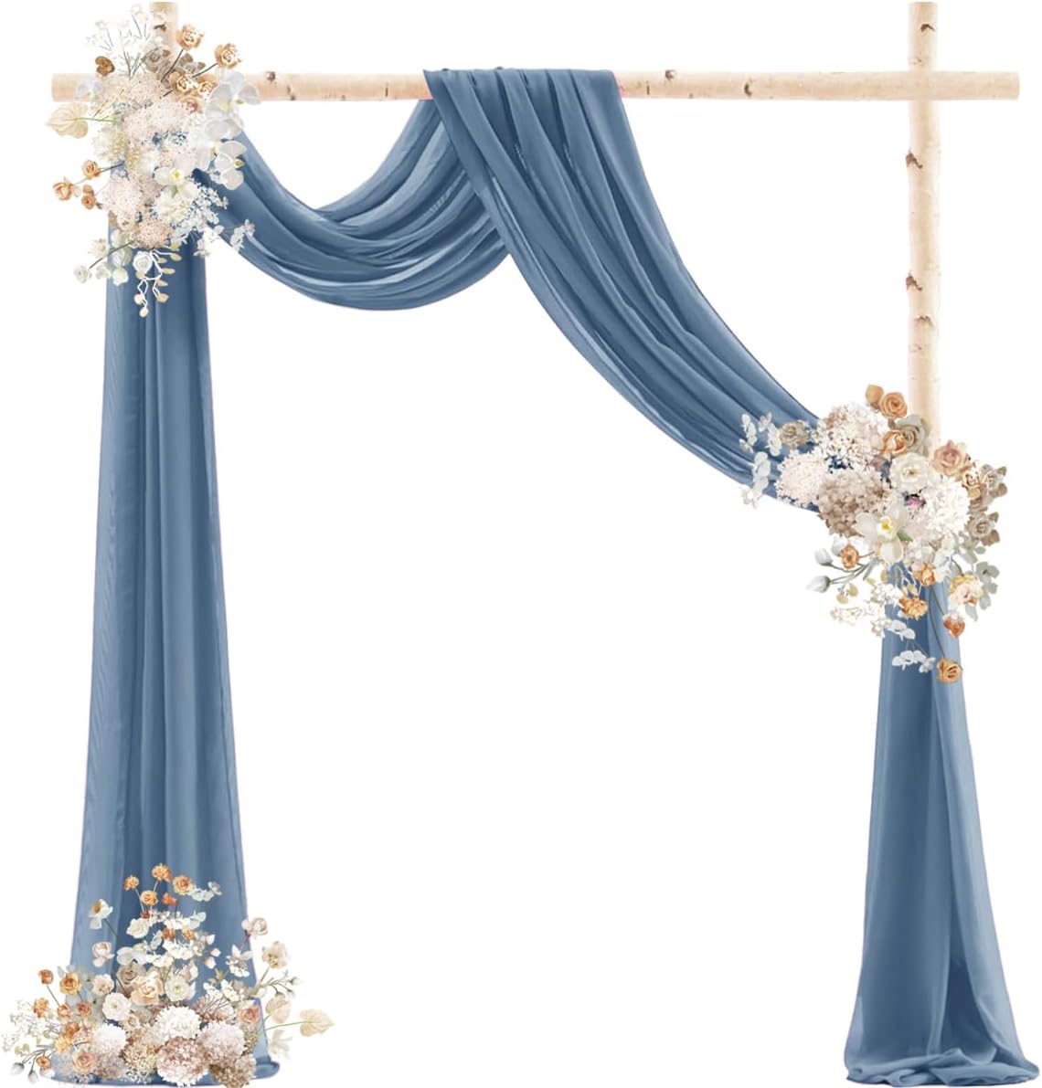 Dusty Blue Wedding Arch Draping Fabric 2 Panels 29" x 20 FT Blue Wedding Drapes for Backdrop Sheer Curtain Drapes for Romantic Bridal Baby Shower Ceremony Birthday Party Fall Outdoor Events