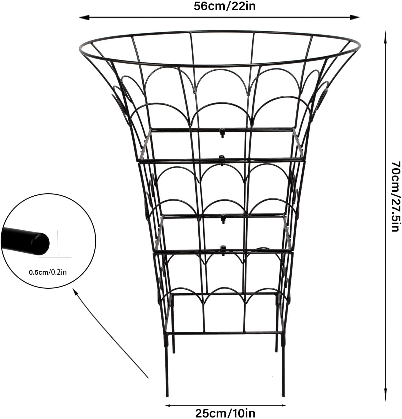 COOOXIM Peony Cages & Supports - Metal Plant Obelisk Trellis for Outdoor Use, 27.5 x 22 Inches, Perfect for Peonies, Roses, and Climbing Vines - Durable Garden Support Ring in M Shape