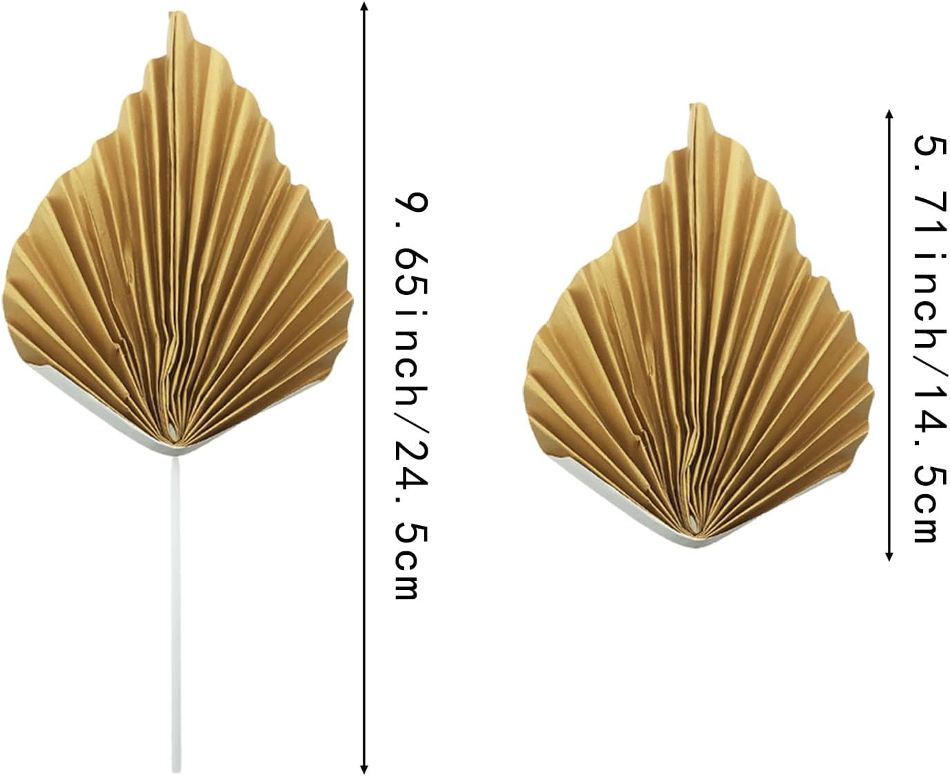 10PCS Paper Palm Fan Cake Toppers Palm Spear Leaves Fan Cupcake Toppers Craft DIY Cake Bakeware Decoration for Birthday Party Wedding Party Decor Supplies Light Gold
