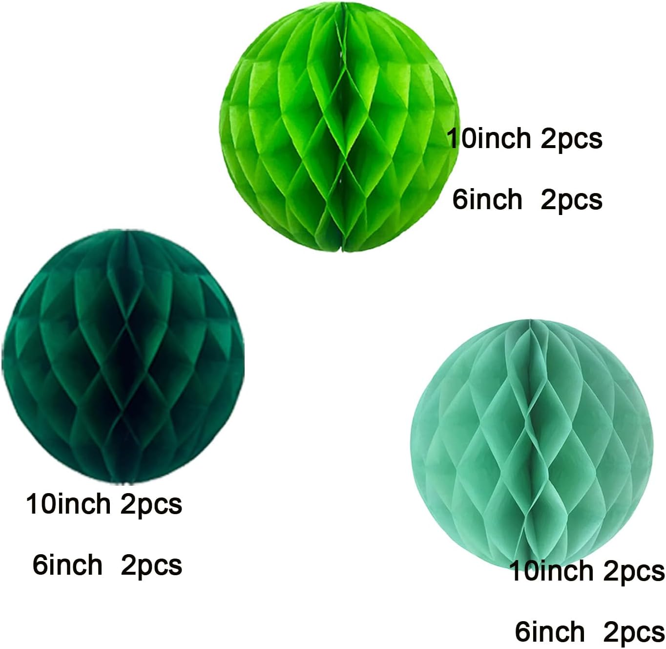 Green Paper Honeycomb Balls,12 Pack Hanging Tissue Pom Poms for Birthdays,Weddings,Fiesta,Home Party Decoration