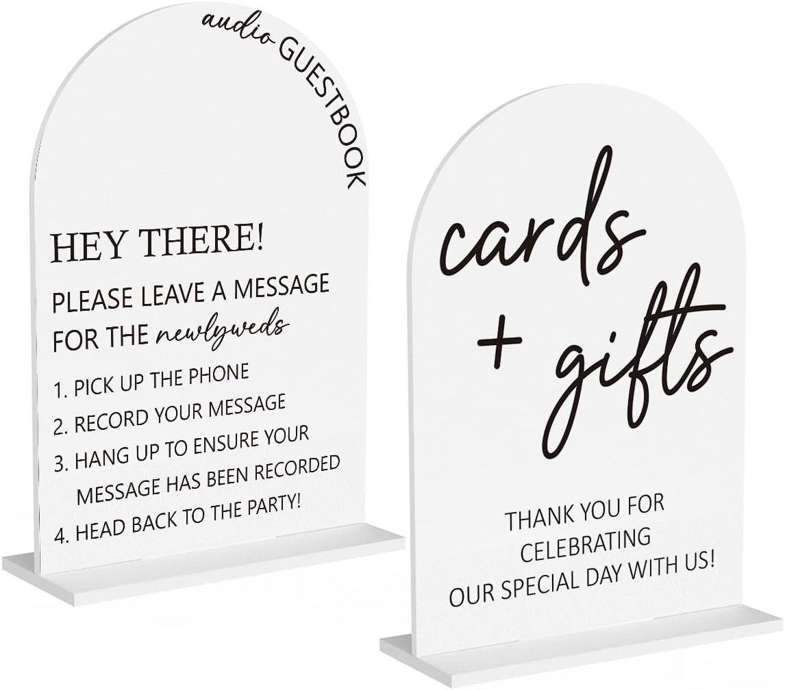 2Pcs Audio Guest Book Sign Cards and Gifts Sign for Wedding Engagement Party Bridal Shower Baby Shower Table Desk Acrylic Decor