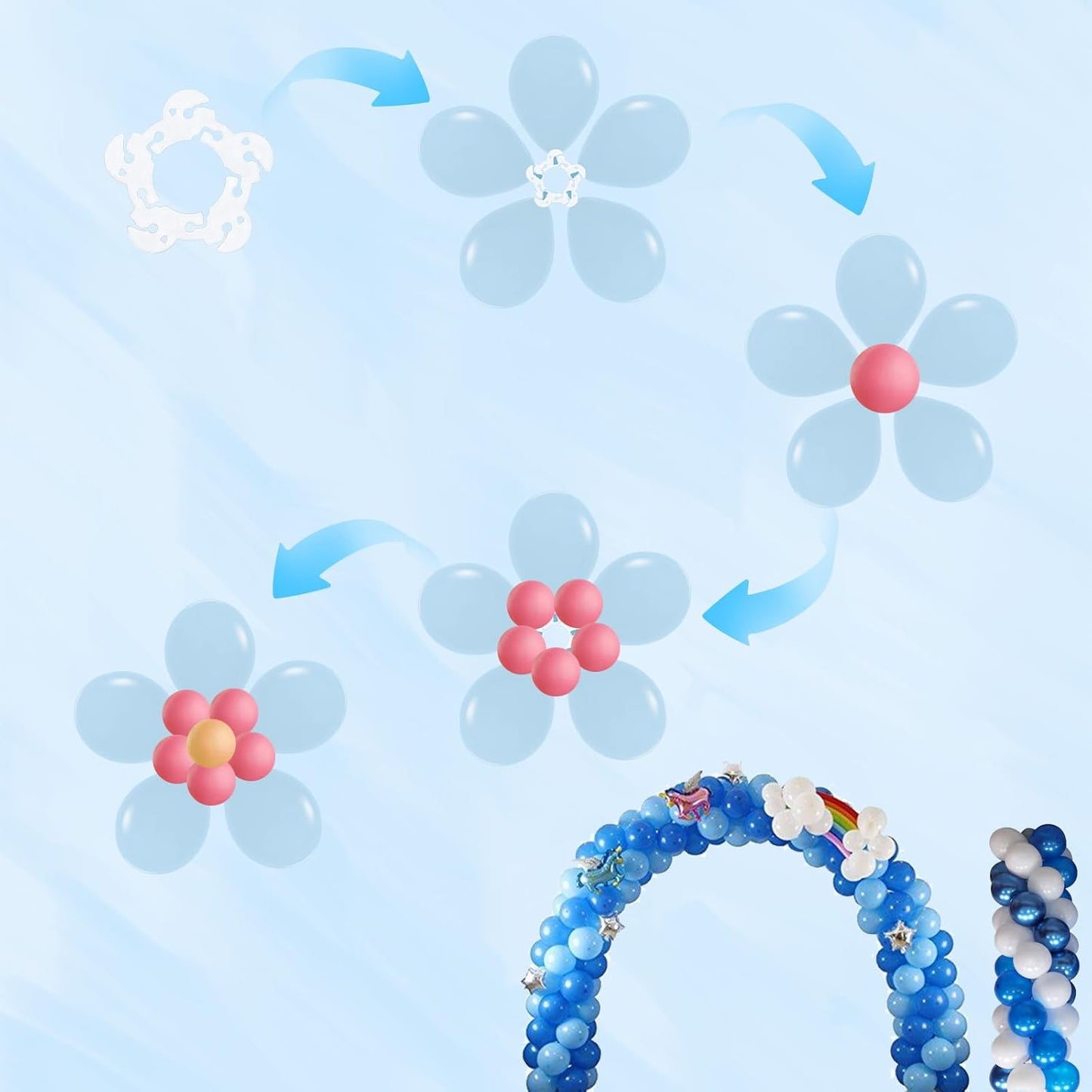 50PCS Balloon Arch Clips, White Balloon Clips Holders Bracket Buckle for Decorating Connector, Weddings, Parties (Diameter 2.2 Inch)