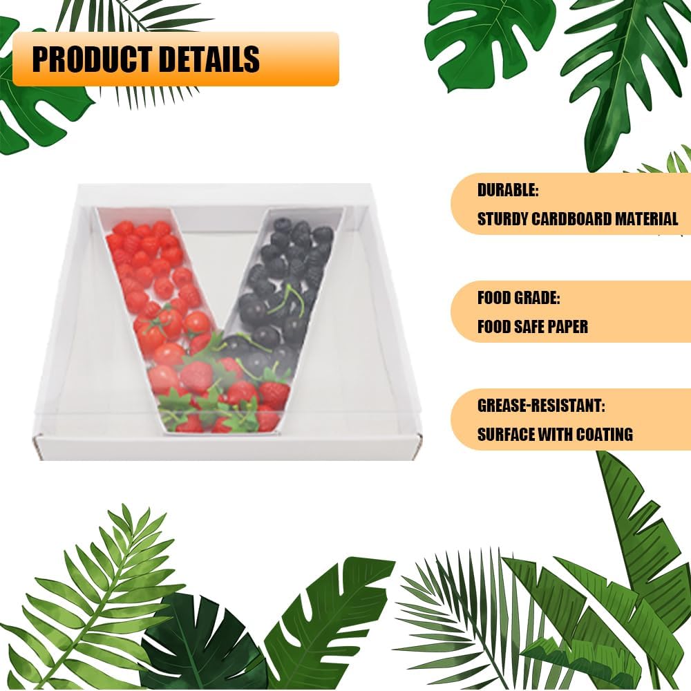 12" Fillable Cardboard Letter Charcuterie Gift Cupcake Box With Cover Sweets Packaging (V)