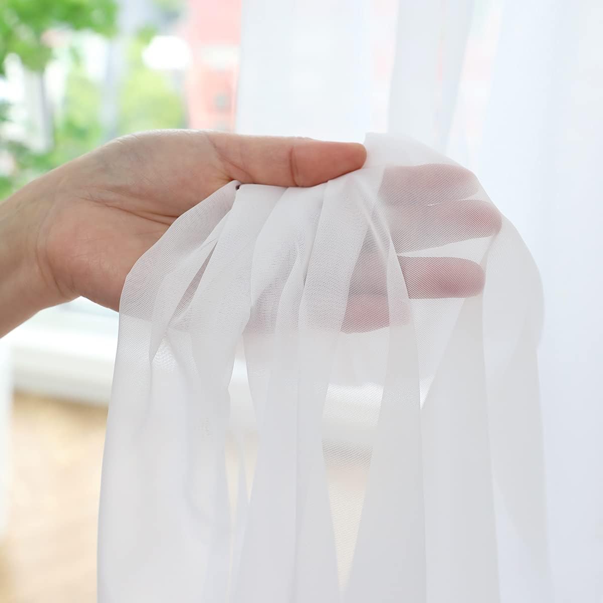 Window Ivory Sheer Curtains 48 Inches Width 84 Inches Long 2 Panels Sheer Curtains Clear Curtains Basic Rod Pocket Panel for Home/Living Room/Bedroom/Kids Room