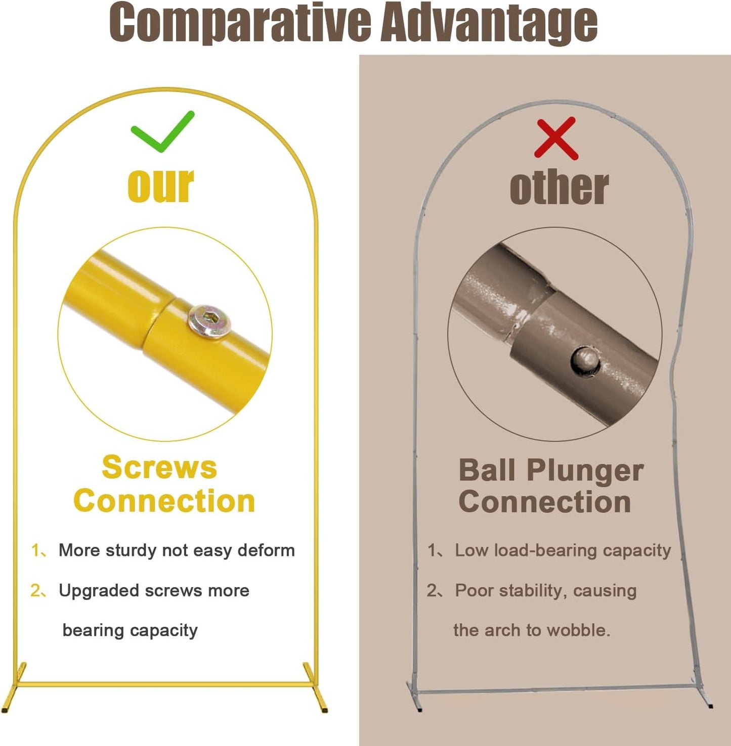 MODFUNS Metal Arch Backdrop Stand and Cover Set 4&5&6ft Khaki Arch Cover Gold Wedding Arched Frame Brown Backdrop Covers Arched Stand with Covers for Wedding Ceremony Birthday Party Decor