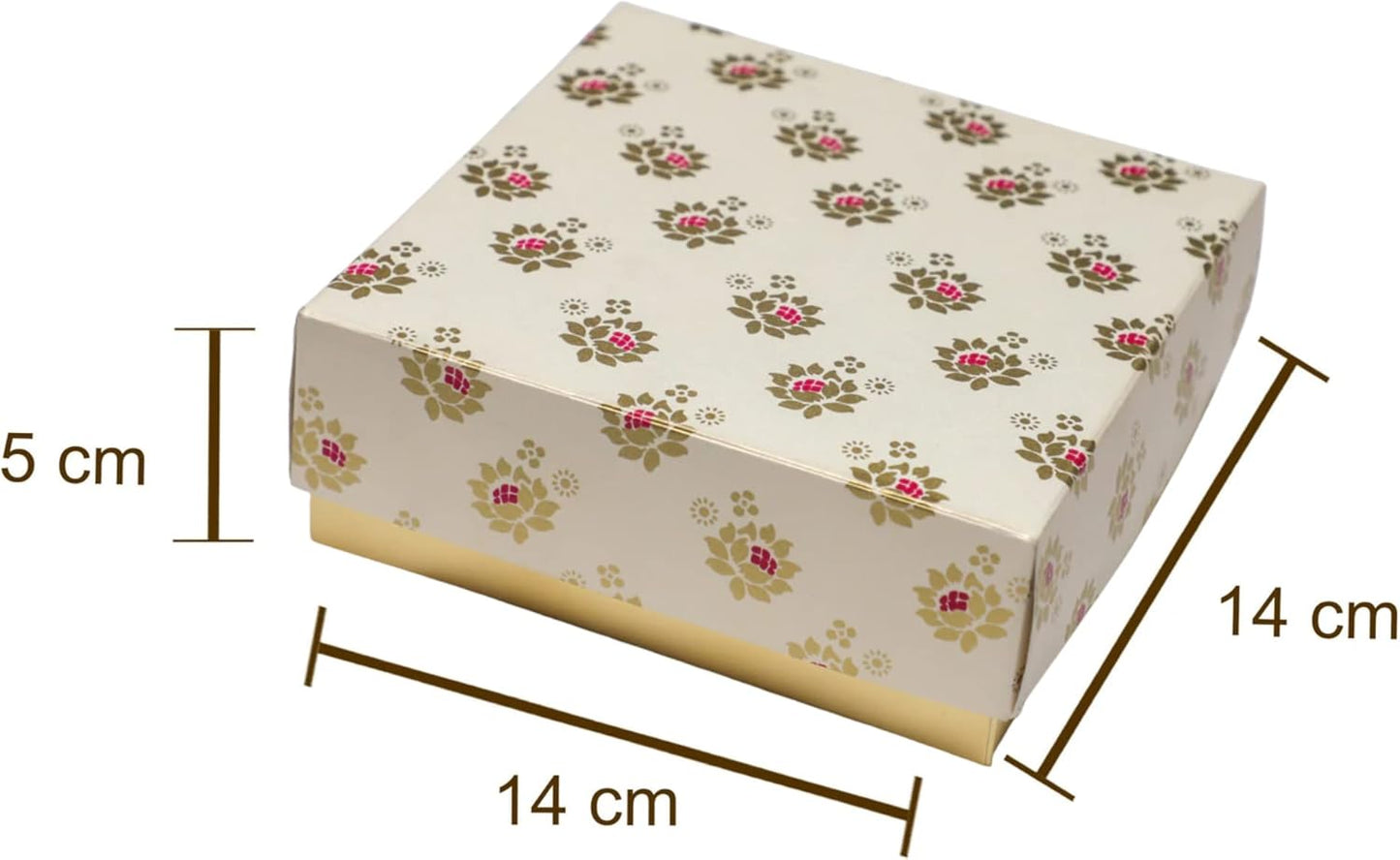 Desi Favors Floral Printed Sweet Boxes for Indian Sweets, Cookies, Goodies, Mithai, Candy, Gift Boxes with Lids Bulk, Handmade Bulk Mithai Box, Favor Boxes for Wedding, 2.95x5.51 Inch (Pack of 4)