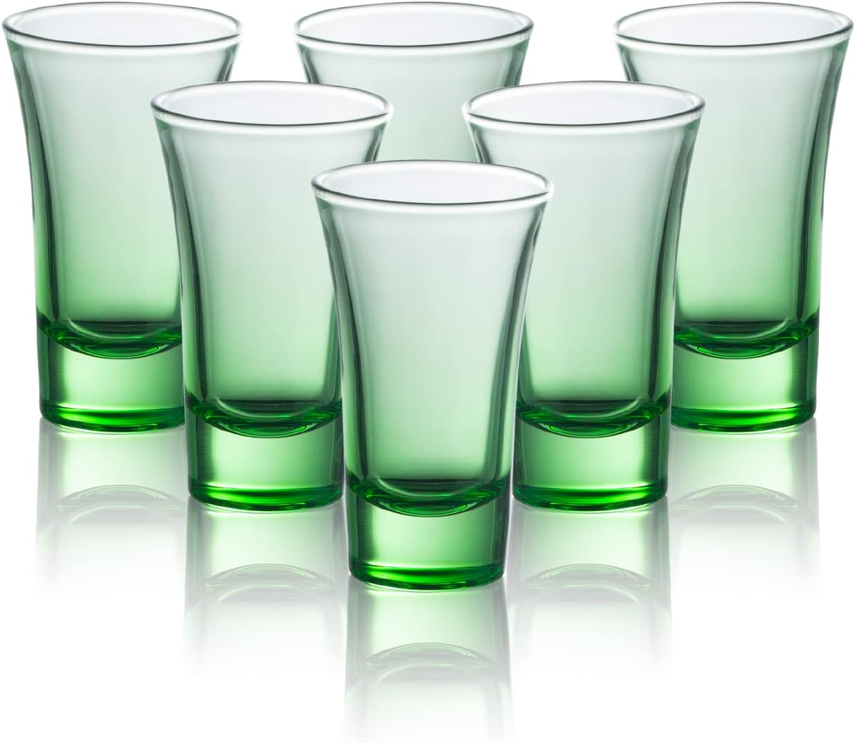 M&N HOME Ombre Green Shot Glass Set, 2 Oz Set of 6 Colored Shot Glasses, Whiskey Glasses, Tequila Shot Glasses, Cocktail Glasses, Round Shot Glasses for Vodka, Spirits & Liquor (Gradient Green Set)