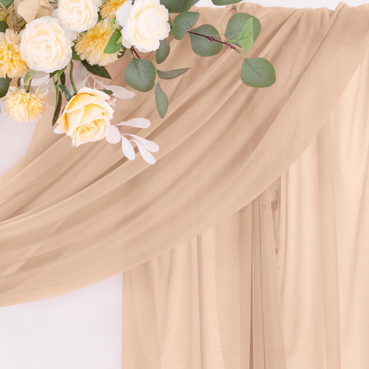 Fall Nude Wedding Arch Draping Fabric 1 Panel 29" × 20FT Sheer Drapes Outdoor Curtain for Wedding Ceremony Baby Bridal Shower Arch Ceiling Backdrop Decor