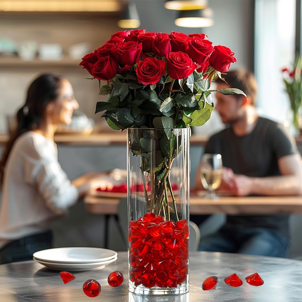 250 PCS Red Acrylic Diamonds Pirate Gems 20 mm,Table Scatter,Wedding Centerpieces,Party Confetti,Fall Decoration,Home Accents Vase Fillers,Arts Crafts,Treasure Chest Hunt Gemstones