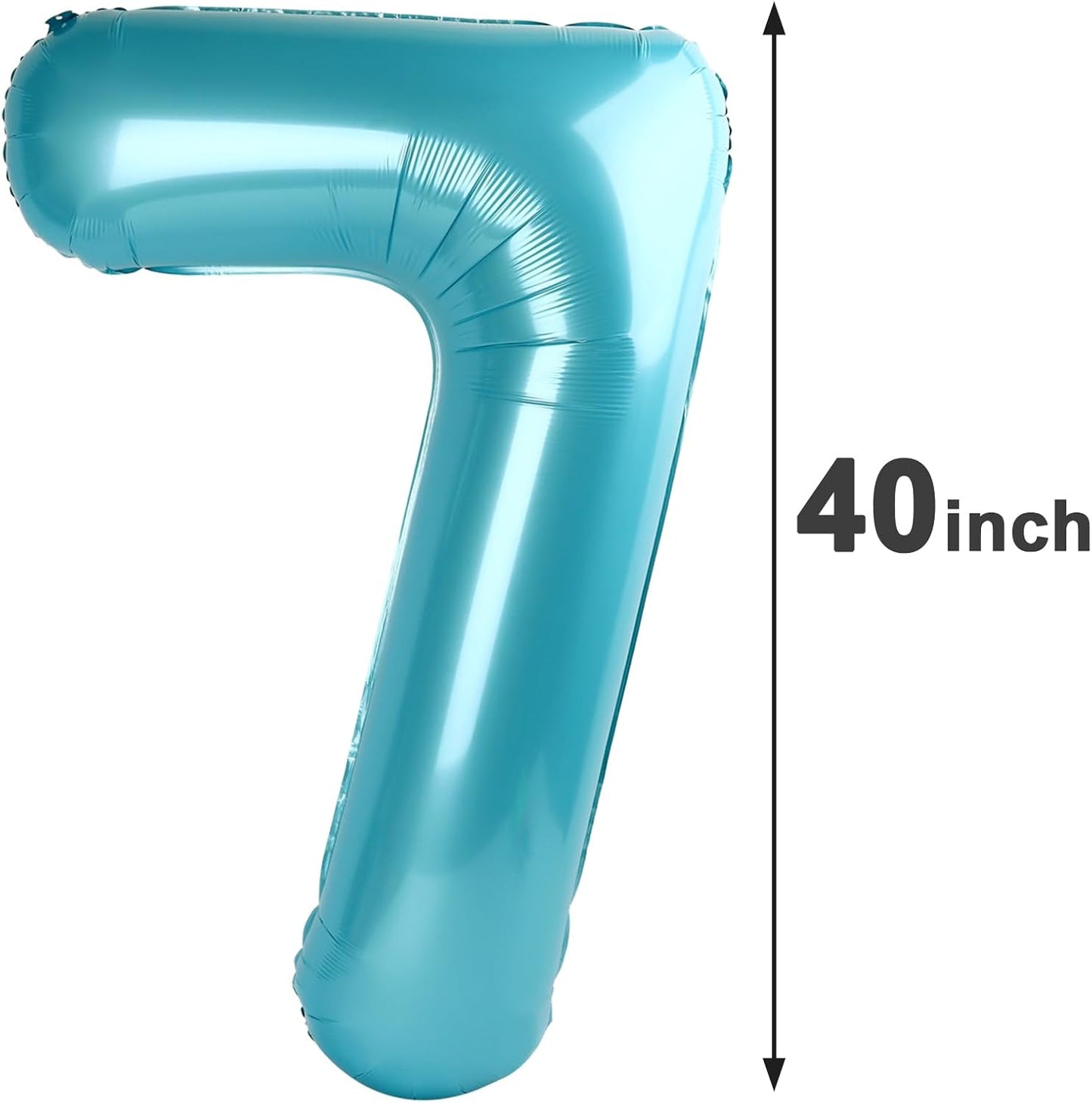 Pearl Blue 7 Number Balloon, 7 Birthday Balloon 40 Inch, Digital Balloons for 7 17 27 70 77 Party Celebration Decorations Supplies, Mylar Foil Numbers Balloon for Seven Wedding Anniversary