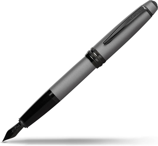 Cross Bailey Refillable Fountain Presented in a Premium Gift Box - Medium Point, Black Ink, Matte Gray