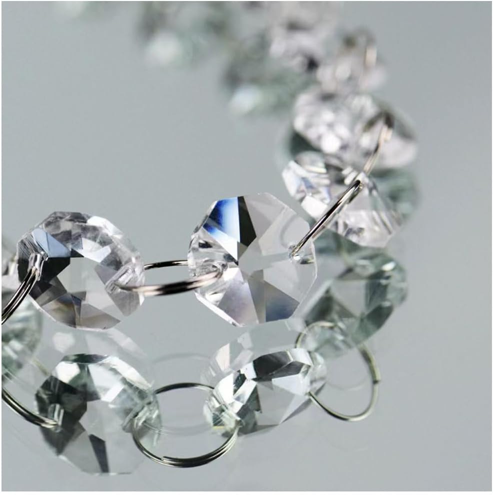 33FT Clear Crystal Glass Garland Strands,Hanging Chandelier Bead Chain,Hanging Ornament String Decorations for Centerpiece,Christmas Tree,Wedding, Party,Celebration