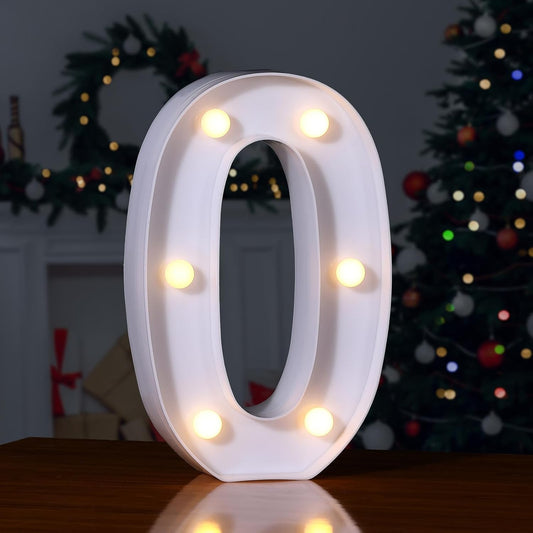 Foaky Decorative Led Marquee Light Up Number, Marquee Light Up Number Sign for Night Light Wedding Birthday Party Christmas Home Bar Decoration Number(0)