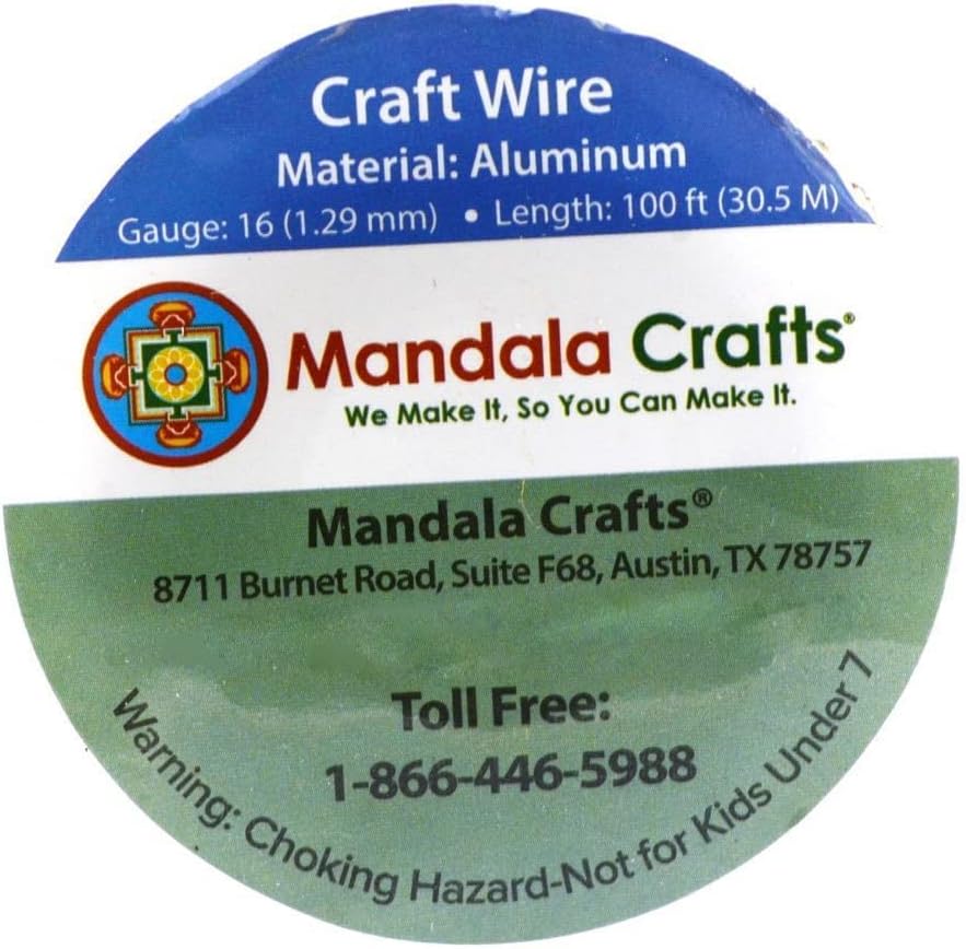 Mandala Crafts 16 Gauge Anodized Aluminum Craft Wire for Jewelry Making - 100 FT Colored Flexible Light Gold Tone Wire - Bendable for Bonsai Armature Crafting Sculpting