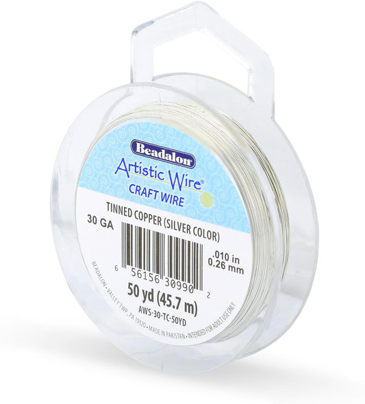 Artistic Wire, 30 Gauge Tarnish Resistant Tinned Copper Craft Wire, 50 yd