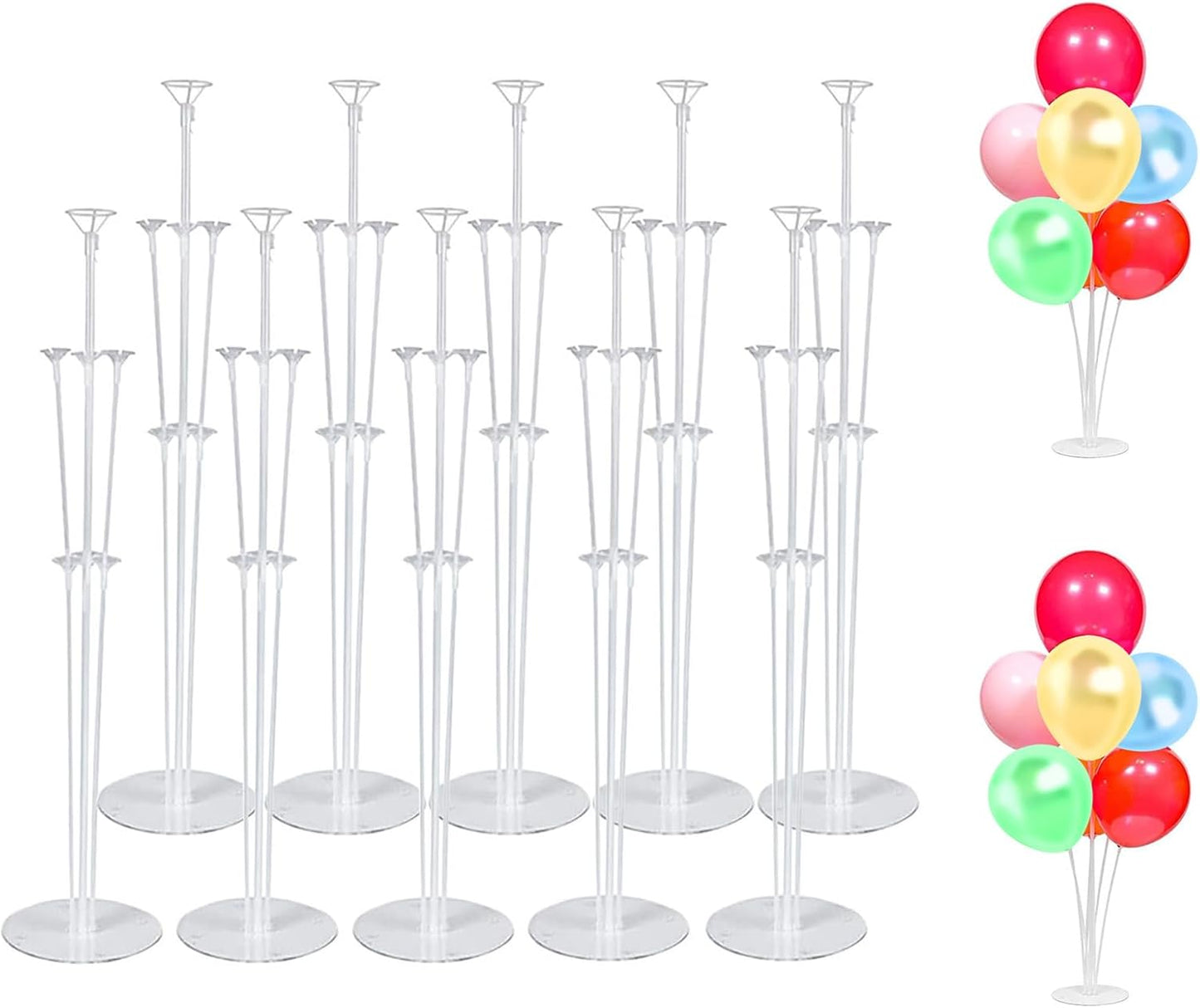 10 Sets Balloon Stand Kit, Reusable Clear Balloon Stands for Table, Balloon Centerpieces for Tables Suitable for Birthday Decorations Party Wedding Graduation Decorations