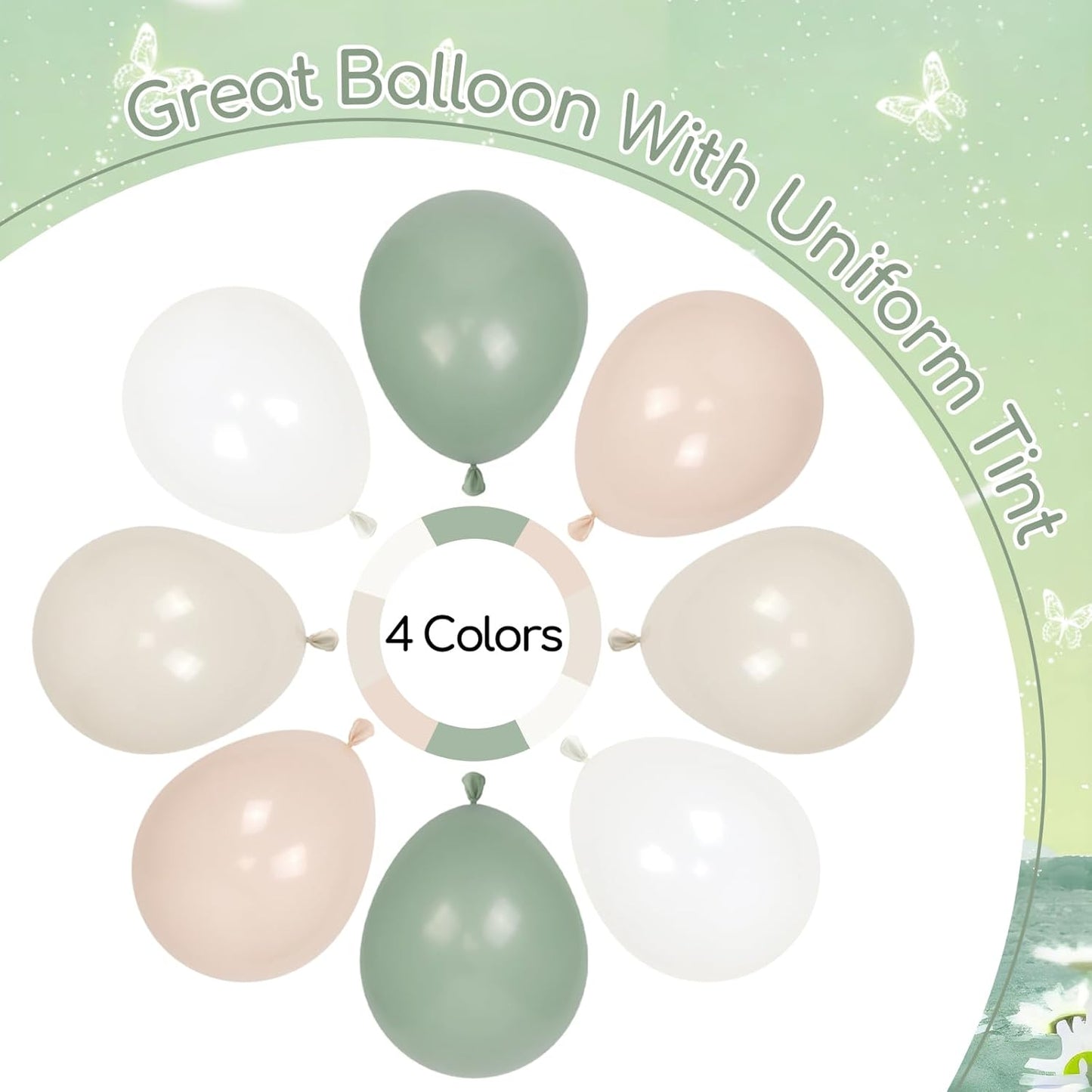 60pcs Sage Green Balloons 12inch with Sage Green Nude Sand White Balloons for Neutral Bridal Baby Shower Wedding Birthday Engagement Party Decorations