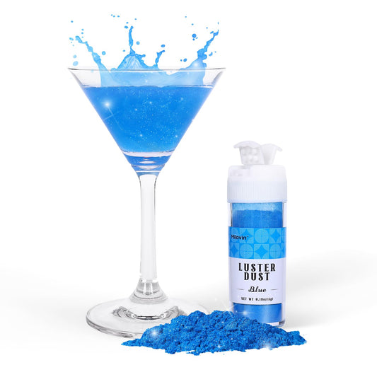 Blue Edible Glitter for Cake Decorating, 5g Luster Dust Edible, Edible Glitter for Cocktails, Cake, Strawberries, Chocolate, Ice Cream, Cookies, Cupcakes, and Waffles(0.18oz, Blue)