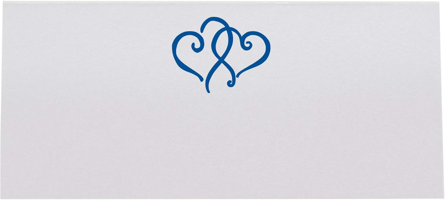 Linked Hearts Place Cards, Royal Blue (Choose Color), Set of 60, Pre-cut and Scored - Wedding, Party, Dinner, and Special Events - Made in the USA