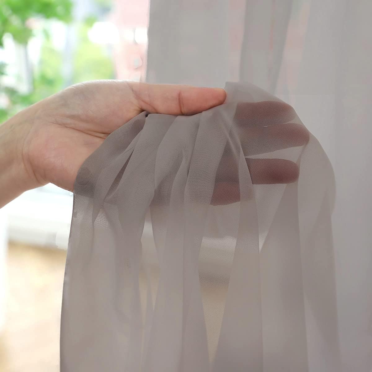 Window Light Grey Sheer Curtains 60 Inches Width 90 Inches Long 2 Panels Sheer Curtains Clear Curtains Basic Rod Pocket Panel for Home Living Room Bedroom Kids Room Yard Patio Parlor Sliding