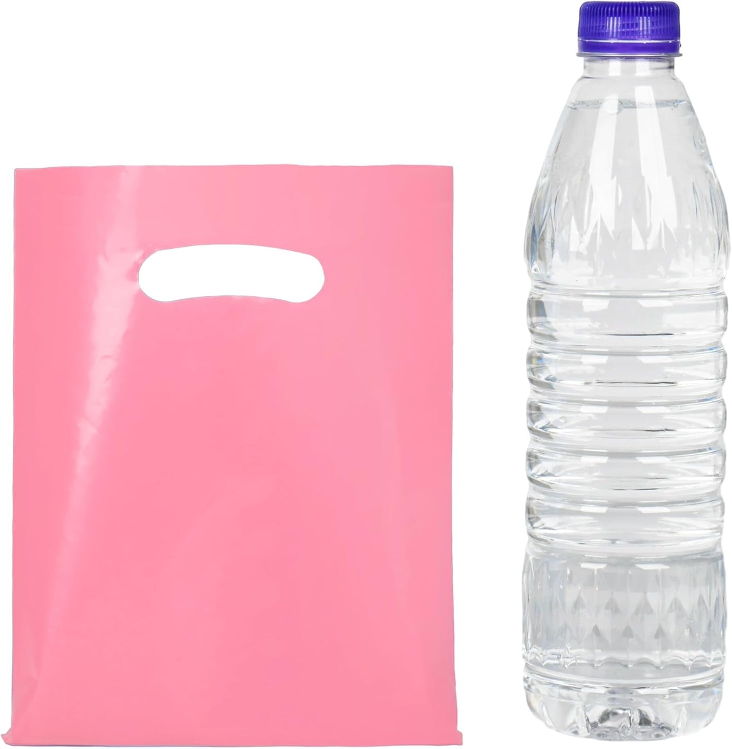 Pink 100 PCS Small Gift Bags, 6"x8" Goodie Party Favor Bags with Handle, Treat Retail Pouches for Kids Birthday, Christmas, Small Business