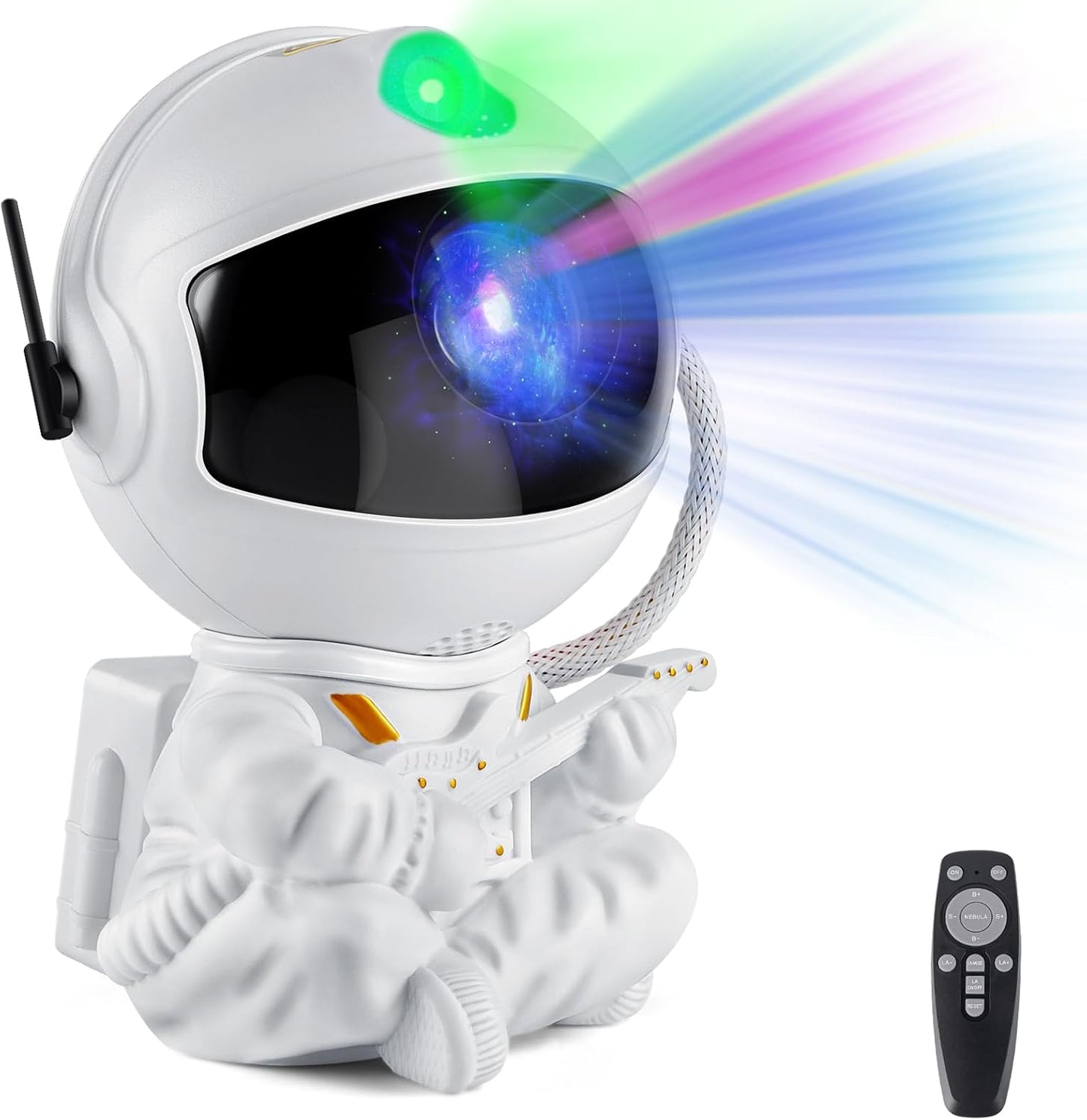 Astronaut Galaxy Projector Night Light – White Astronaut with Guitar, Galaxy Lamp Star Projector for Kids Room, Space Decor & Birthday Gift