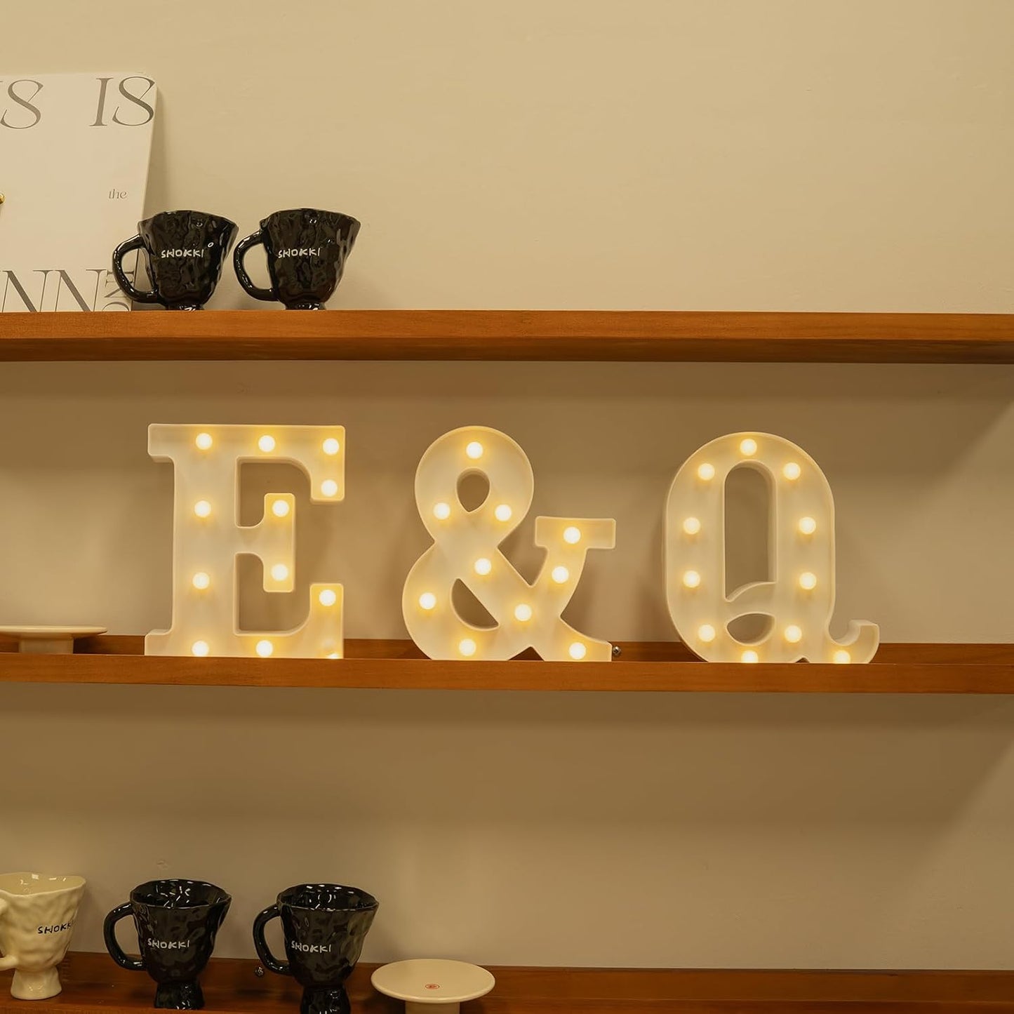 Foaky LED Letter Lights Sign Marquee Light Up Letters Sign for Night Light Wedding/Birthday Party Battery Powered Christmas Lamp Home Bar Decoration(Q)