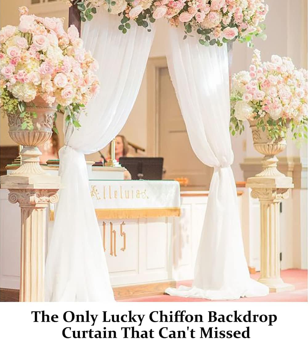 DUOBAO Chiffon Backdrop Curtain-2 Panels 29"x108" Wedding Backdrop Drapes Beach-Curtains for Living Room Voile Window Curtain Photography Backdrops for Weddings Ceremony (White)