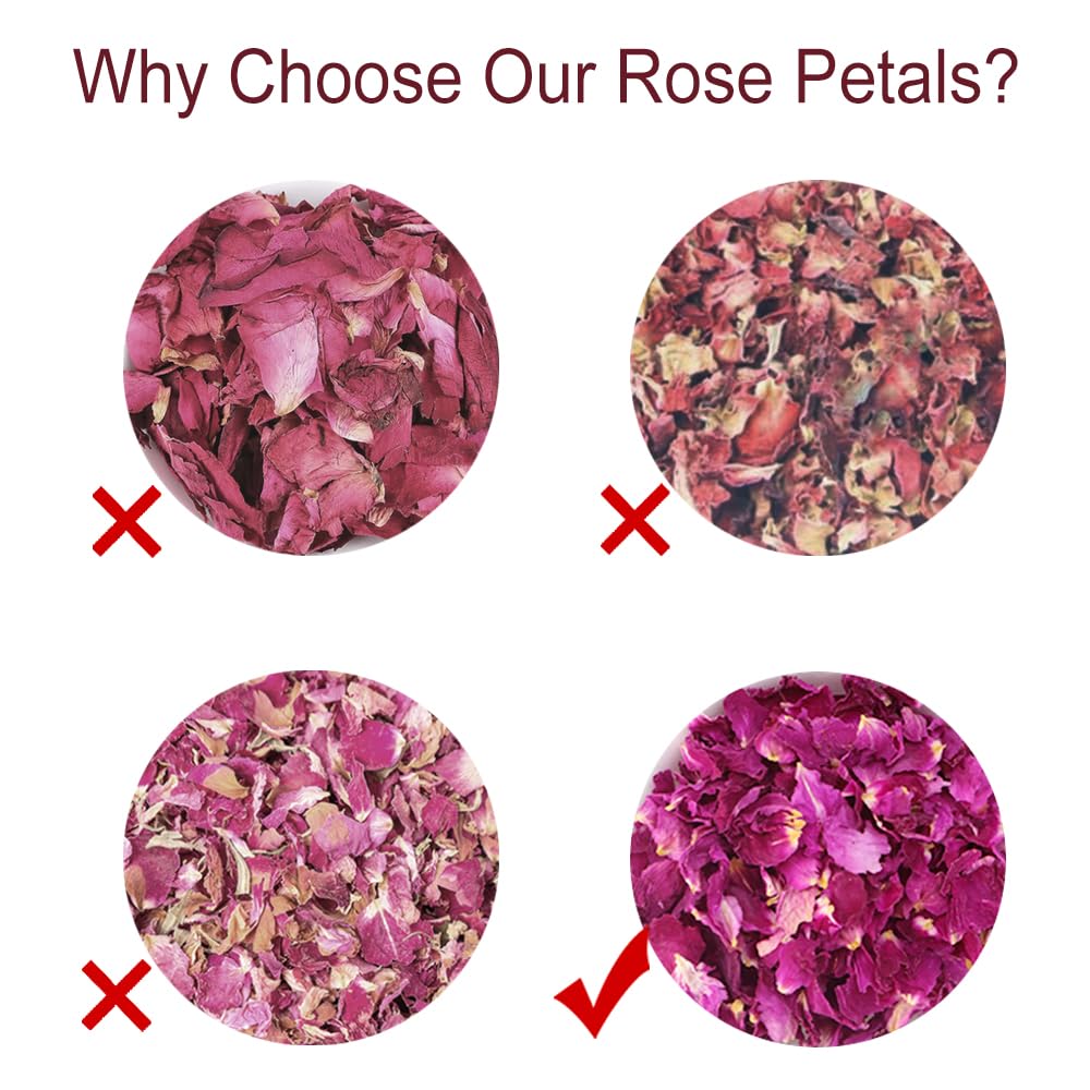 TEARELAE - Dried Rose Petals - Top-Grade Pure Natural Edible Flowers - Use for Tisanes, Baking, Candle Making, Soap Making and Handicraft - 1.3oz/37g