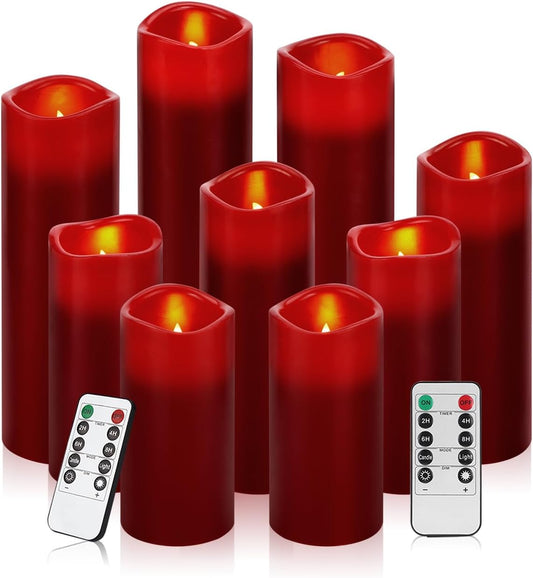 Vinkor Flameless Candles (Burgundy Set of 9)