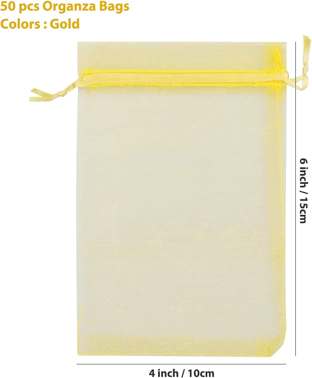 ANZNKU 50 Pack Organza Bags 4 x 6 inch Small Mesh Bags, Premium Gold Favor Bag with Drawstring, Sheer Mesh Bag, Gift Pouches Small Size, Jewelry Pouches for Wedding Party Christmas