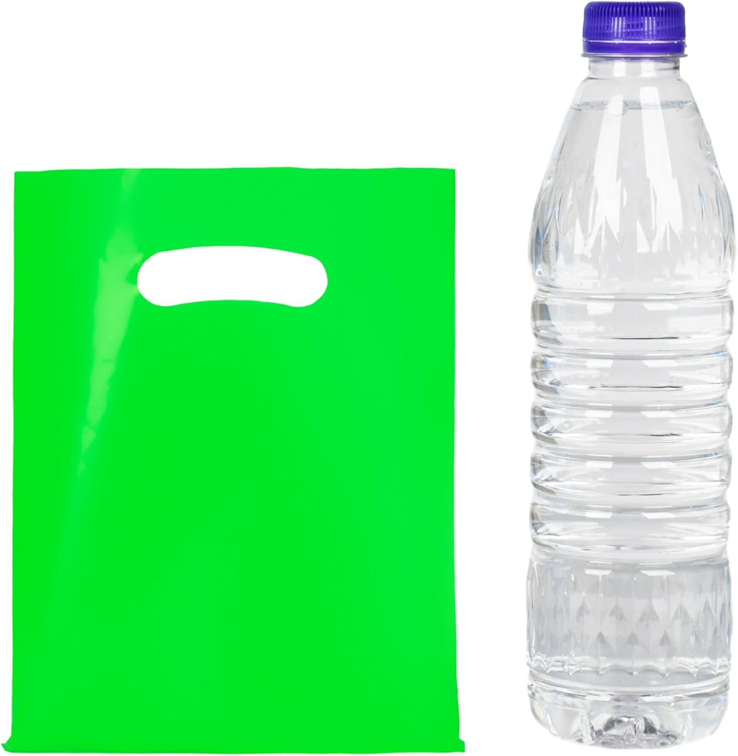 Green 100 PCS Small Gift Bags, 6"x8" Goodie Party Favor Bags with Handle, Treat Retail Pouches for Kids Birthday, Christmas, Small Business