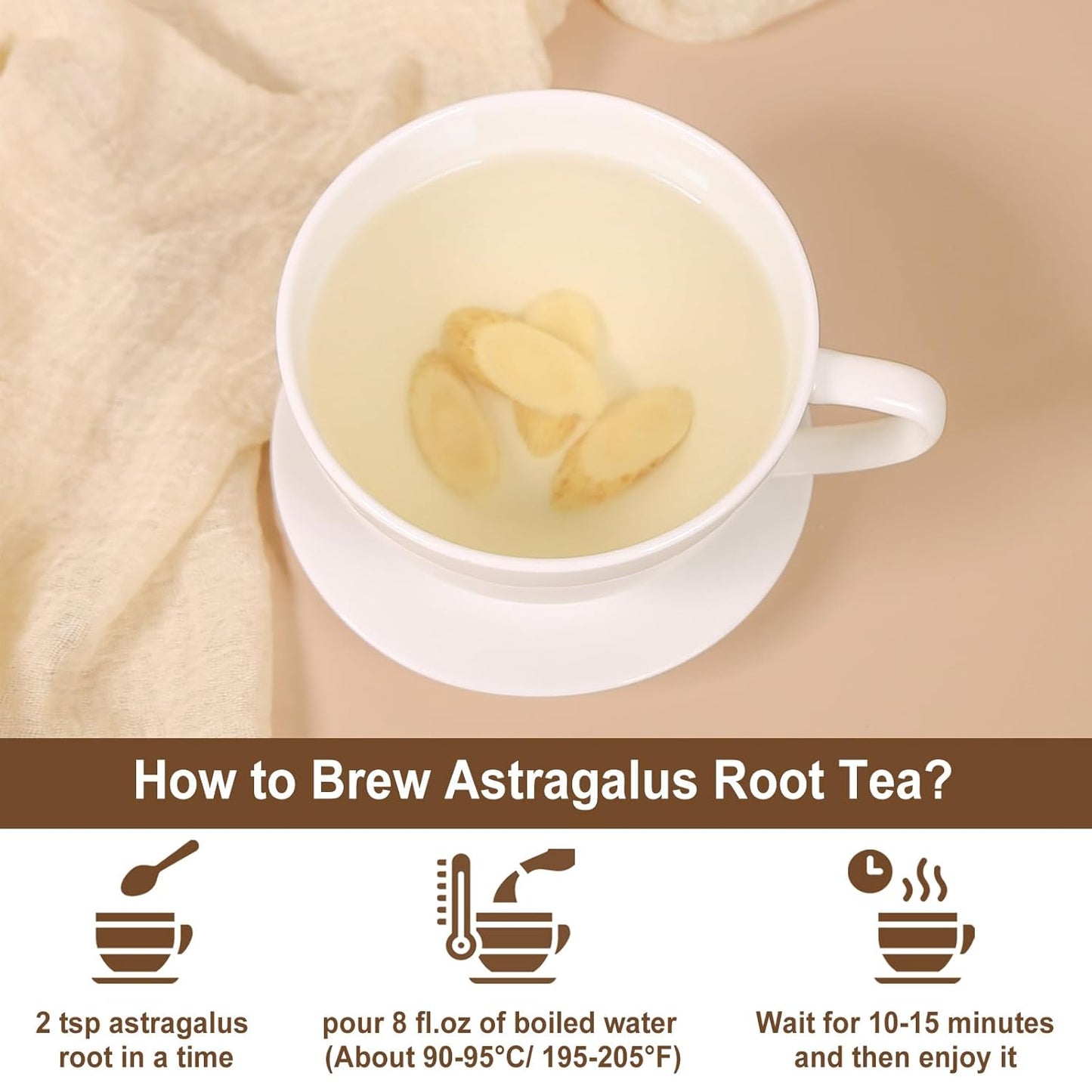 FullChea - Astragalus Root Tea - 6oz/171g - Pure Natural Astragalus Membranaceus - Dried HuangQi Herb - Loose Leaf Herbal Tea - Non-GMO - Caffeine-Free - Gluten-Free