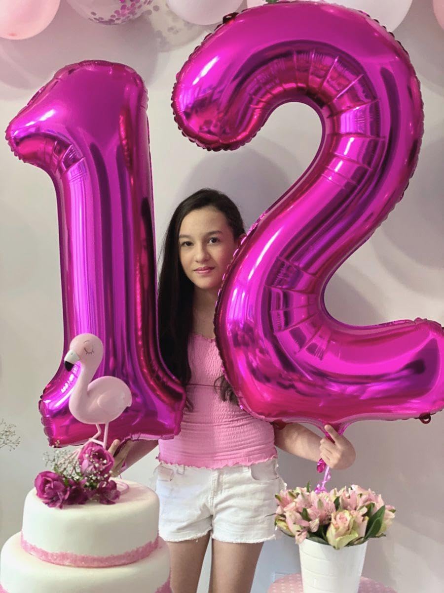 Rosy Purple Number 1 Balloon 40 inch, Number 1 Birthday Balloons for Boy Girl, Rosy Purple Foil One Balloon for 1st 10 11 12 16 18 Birthday Party, Anniversary Celebration Number Balloons Decorations