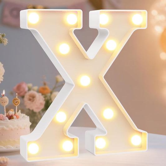 Pooqla LED Marquee Letter Lights Sign, Light Up Alphabet Letter for Home Party Wedding Decoration X