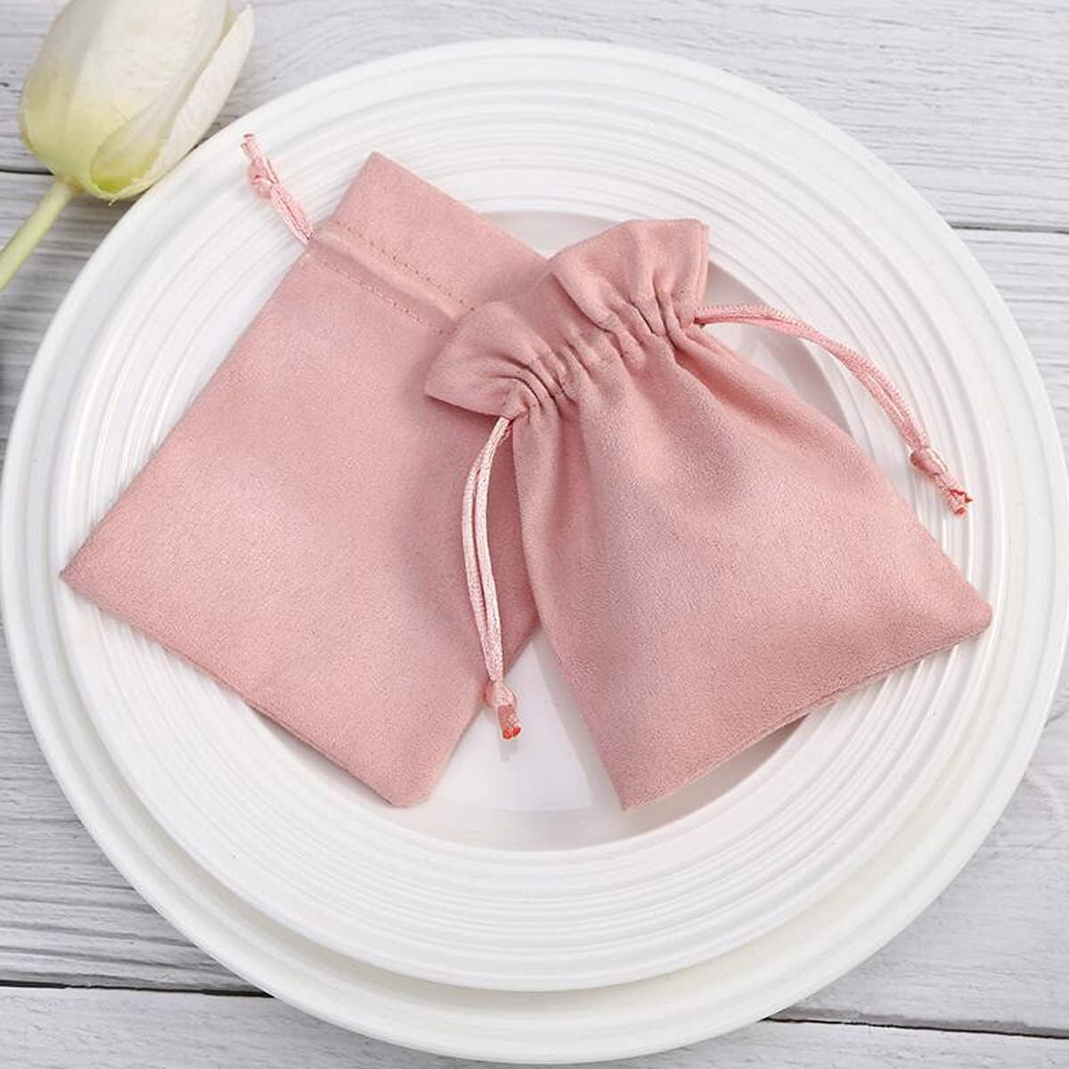 30 Pcs Pink Velvet Drawstring Bags Jewelry Pouches Jewelry Gift Bags Pouches Wedding Favors,3.9x5.9 inch