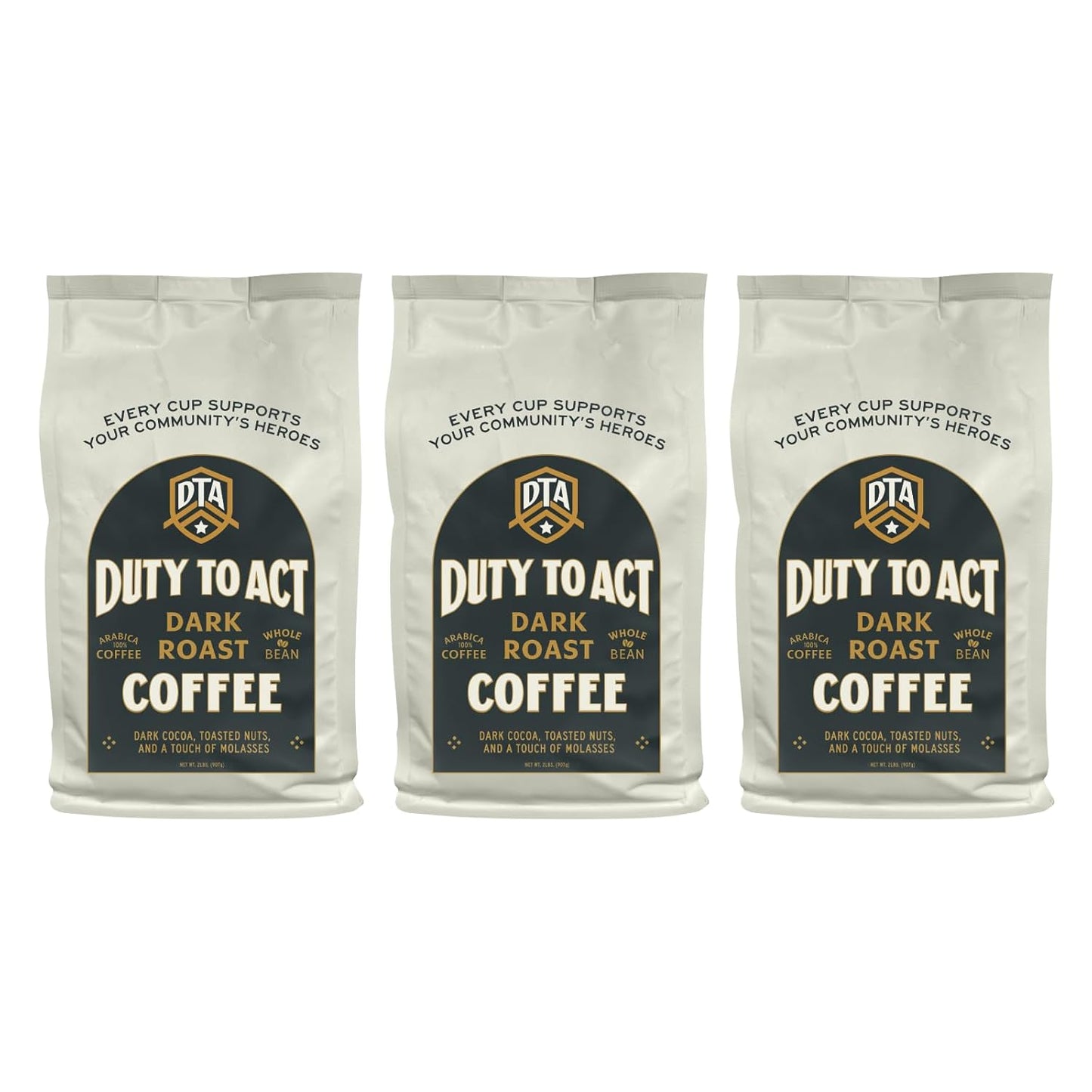 Duty to Act Dark Roast Whole Coffee Beans, 2 lbs (Pack of 3)