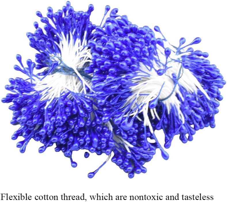 HAHIYO 700Pcs 3mm Royal Blue Pearl Double Head Flower Stamen Pistil - Handmade Artificial Pearlized Floral Pollen for Making, Scrapbook Decoration