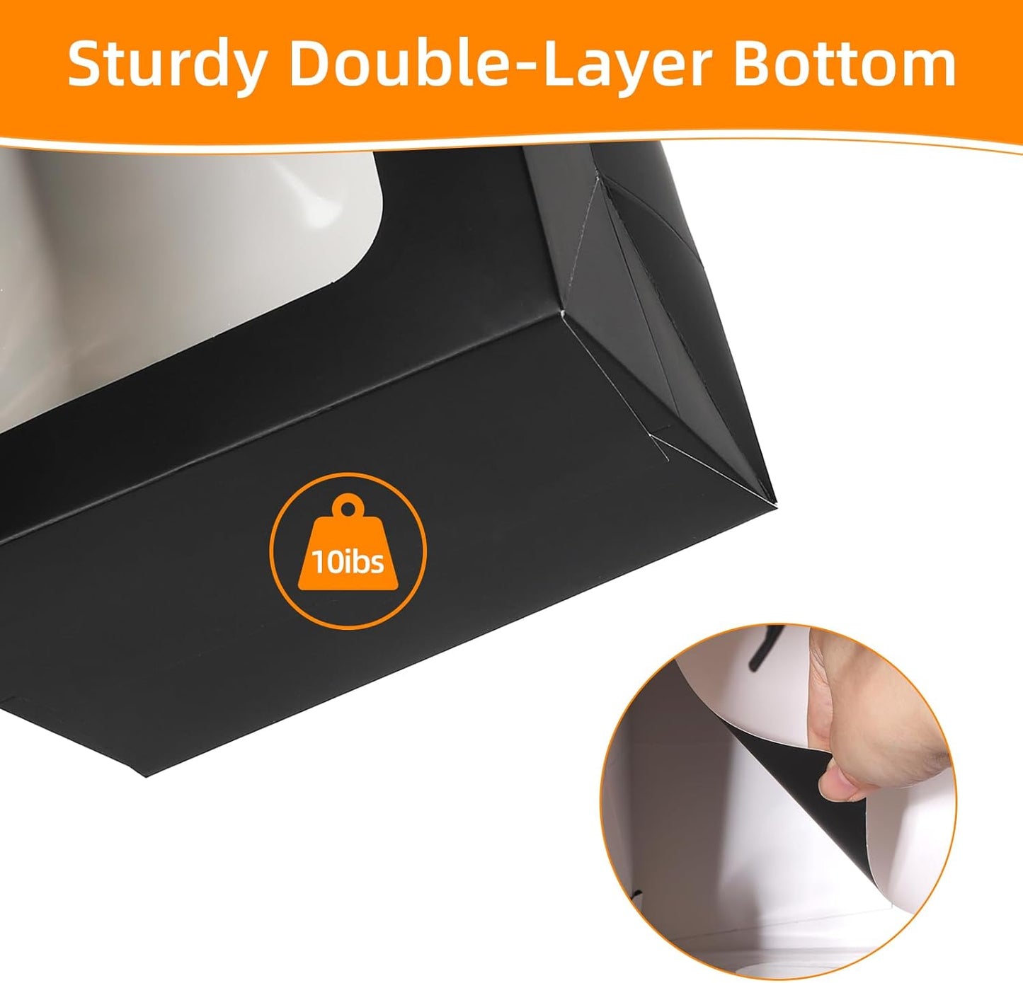 MOXARYSU 6 Pcs Black Gift Bags with Clear Window: 9.8x5.1x7.1 Inch Medium Kraft Paper Bags with Handle For Party Business Birthday Wedding (Black, 6p)