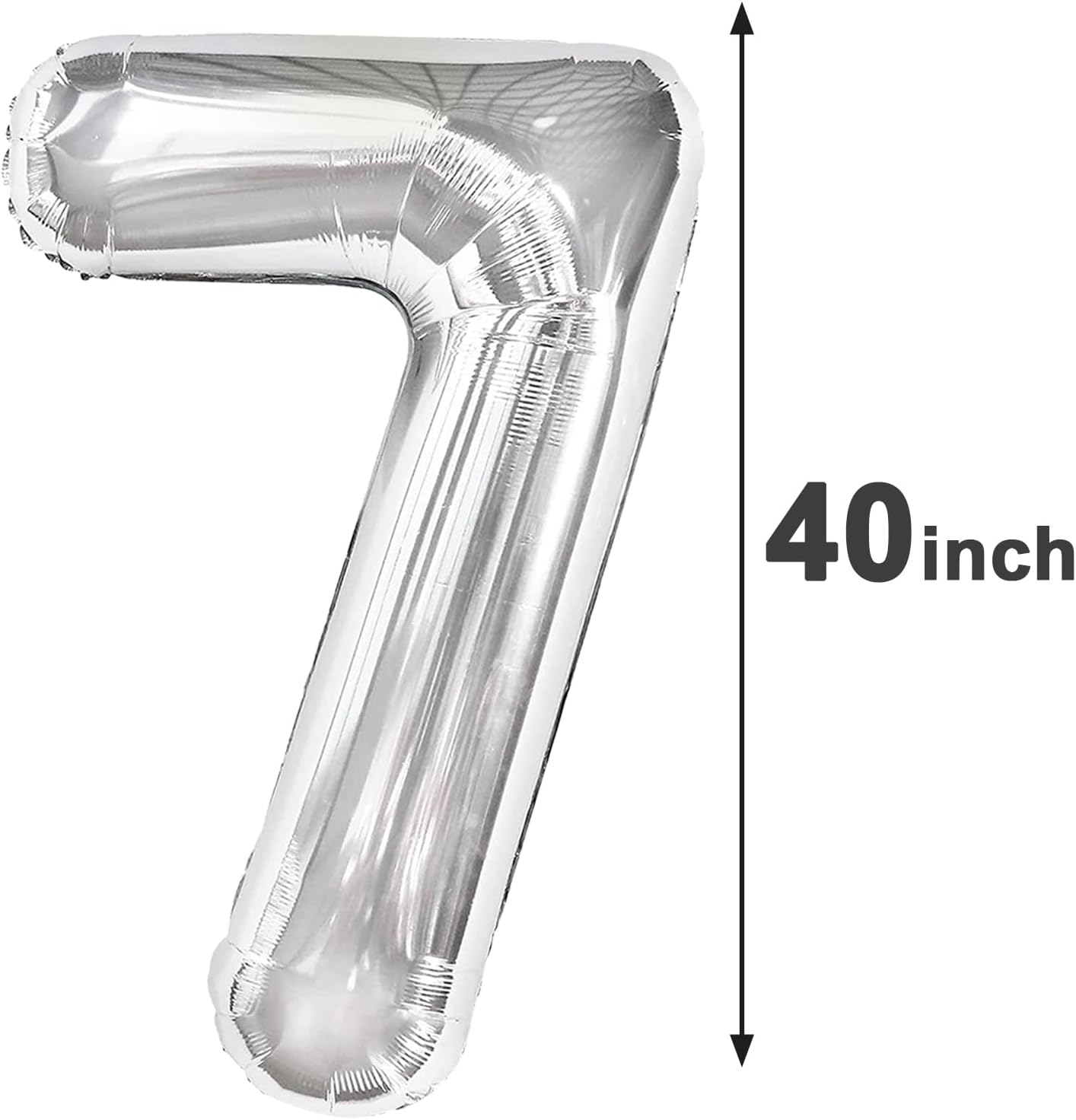Silver Number 7 Birthday Balloon 40 Inch, Digital Balloons for 7 17 27 70 77 Party Celebration Decorations Supplies, Mylar Foil Numbers Balloon for Seven Wedding Anniversary